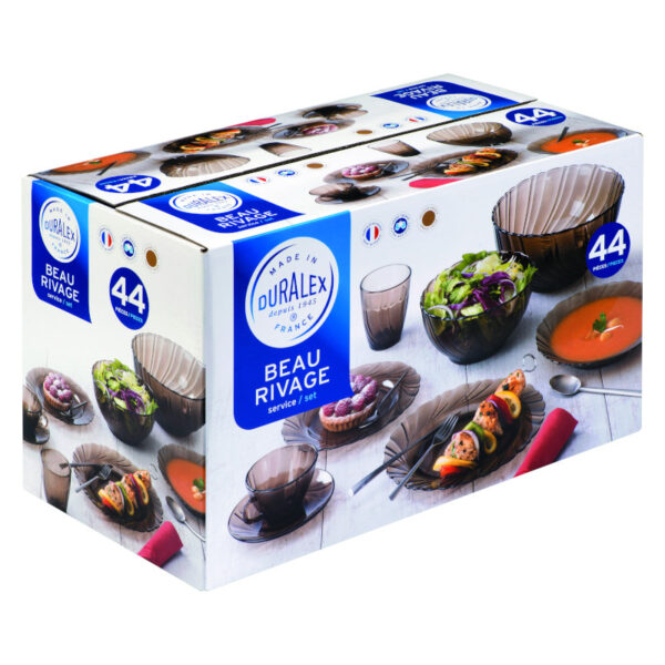 Duralex | Set jídelní servírovací, sklo, hnědý 44 ks