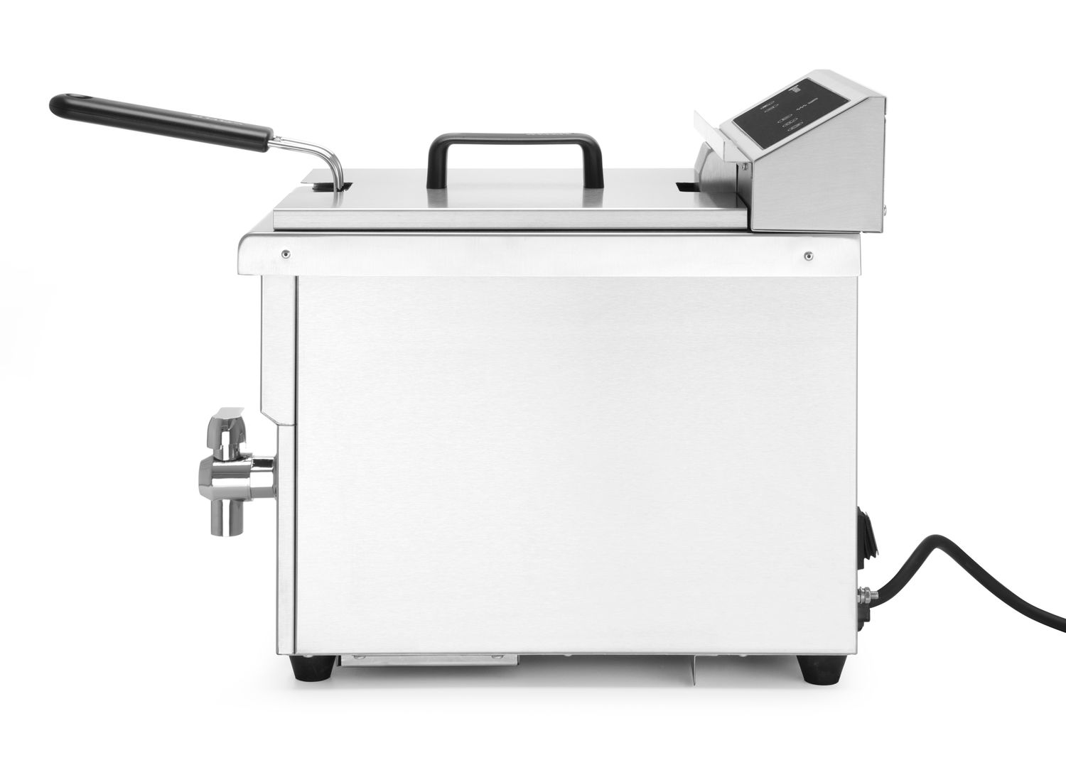 HENDI | Indukční fritéza s výpustí, objem 8 litrů, Profi Line, Světle šedá, 230V/3500W, 288x619x(H)408mm