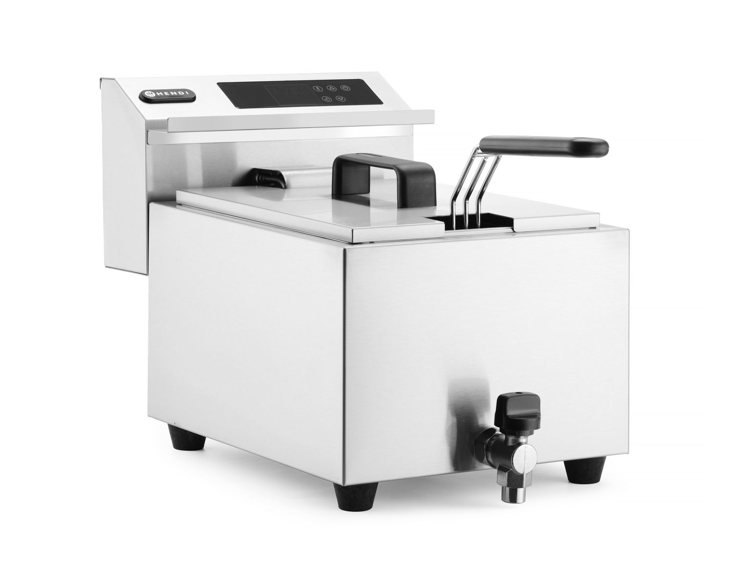 HENDI | Fritéza s výpustí digitální, objem 8 litrů, Profi Line, 8L, 230V/3500W, 305x515x(H)345mm