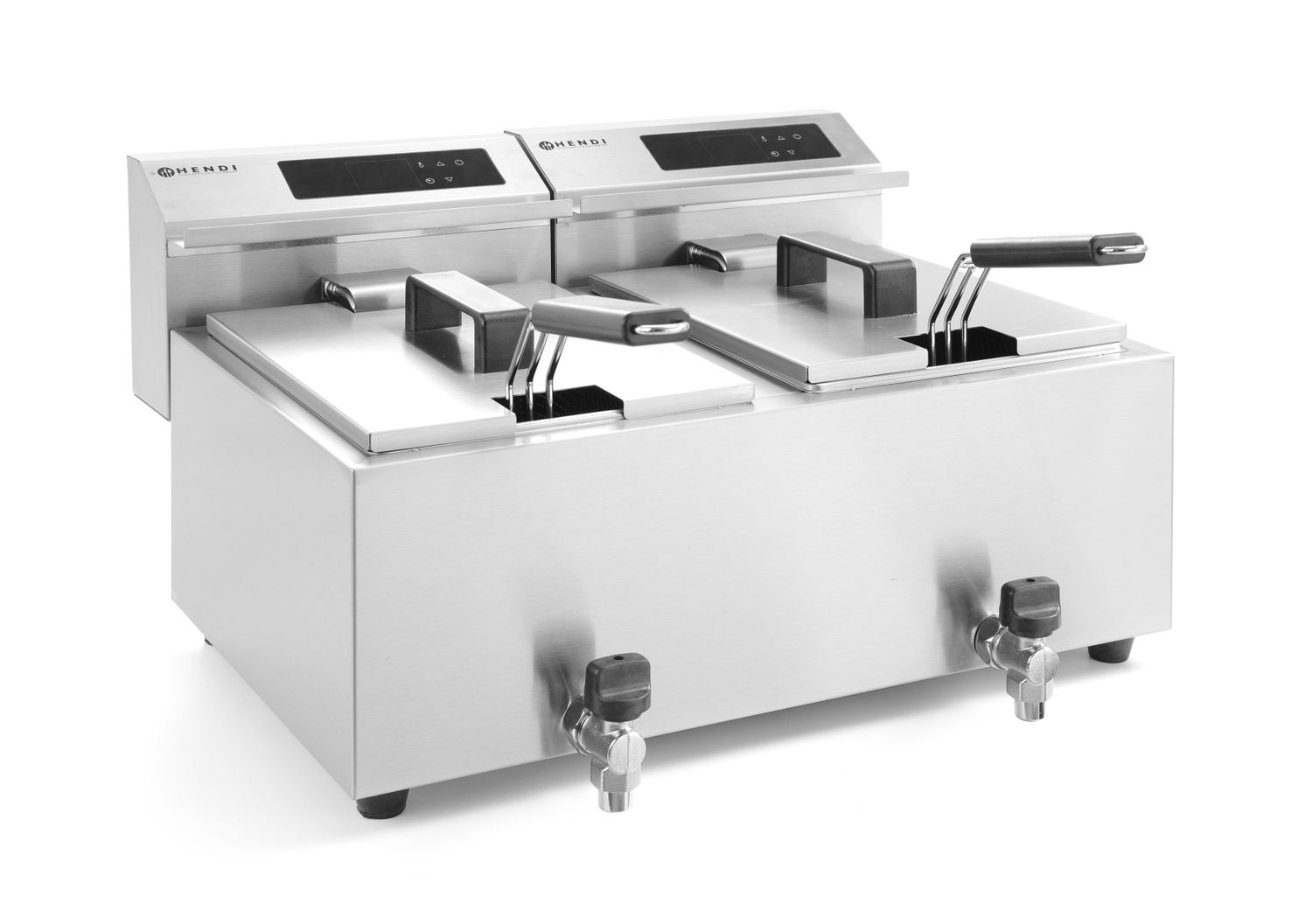 HENDI | Fritéza s výpustí digitální, objem 2x8 litrů, Profi Line, 230V/7000W, 605x515x(H)350mm