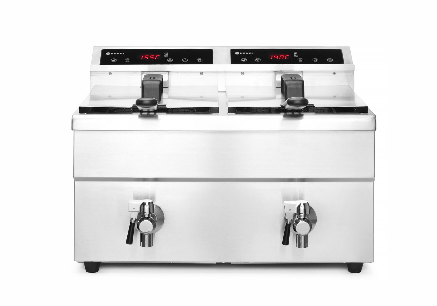 HENDI | Indukční fritéza s výpustí, objem 2x8 litrů, Profi Line, 230V/7000W, 577x609x(H)410mm