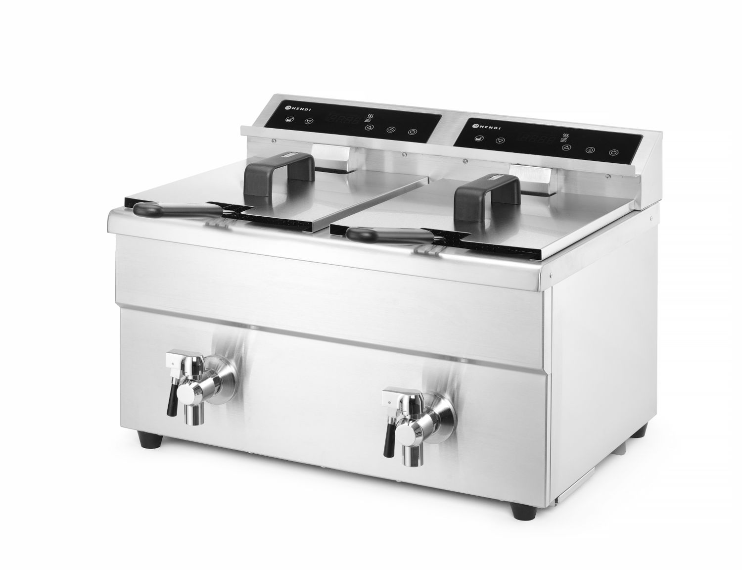 HENDI | Indukční fritéza s výpustí, objem 2x8 litrů, Profi Line, 230V/7000W, 577x609x(H)410mm