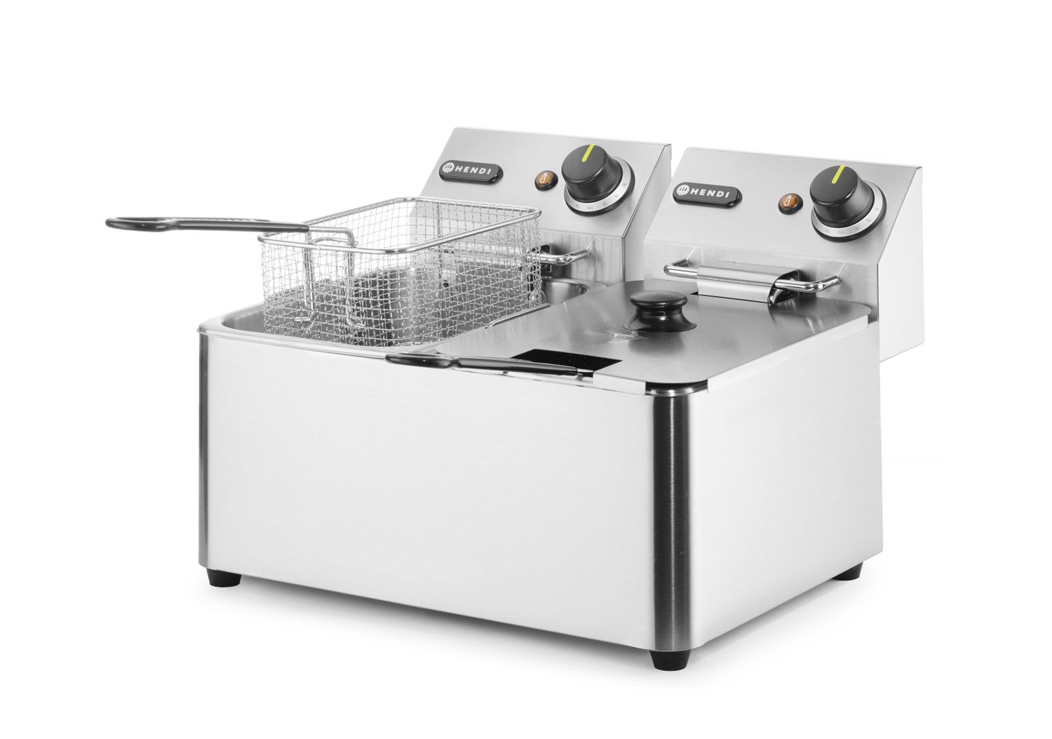 HENDI | Fritéza, objem 2x4 litry, Kitchen Line,, 230V/6000W, 470x380x(H)315mm