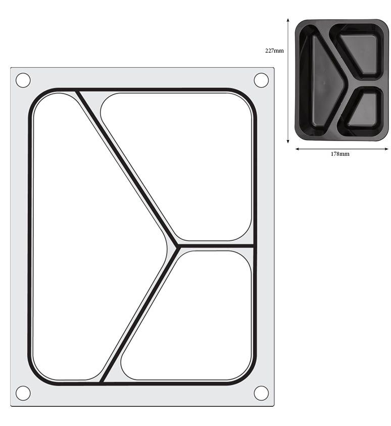 Těsnicí matrice pro těsnicí stroj , HENDI, na třídílnou misku 227x178 mm