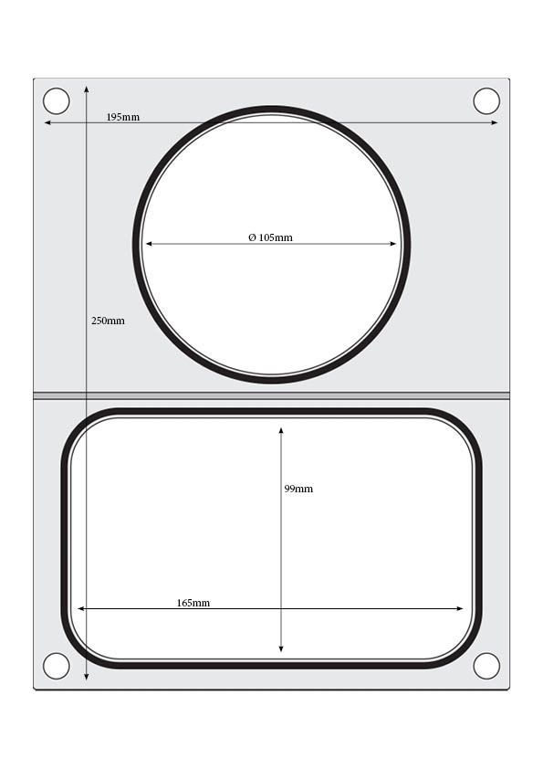 Těsnicí matrice pro těsnicí stroj , HENDI, 2 nádoby: 1x 178x113 mm + 1x ø115 mm