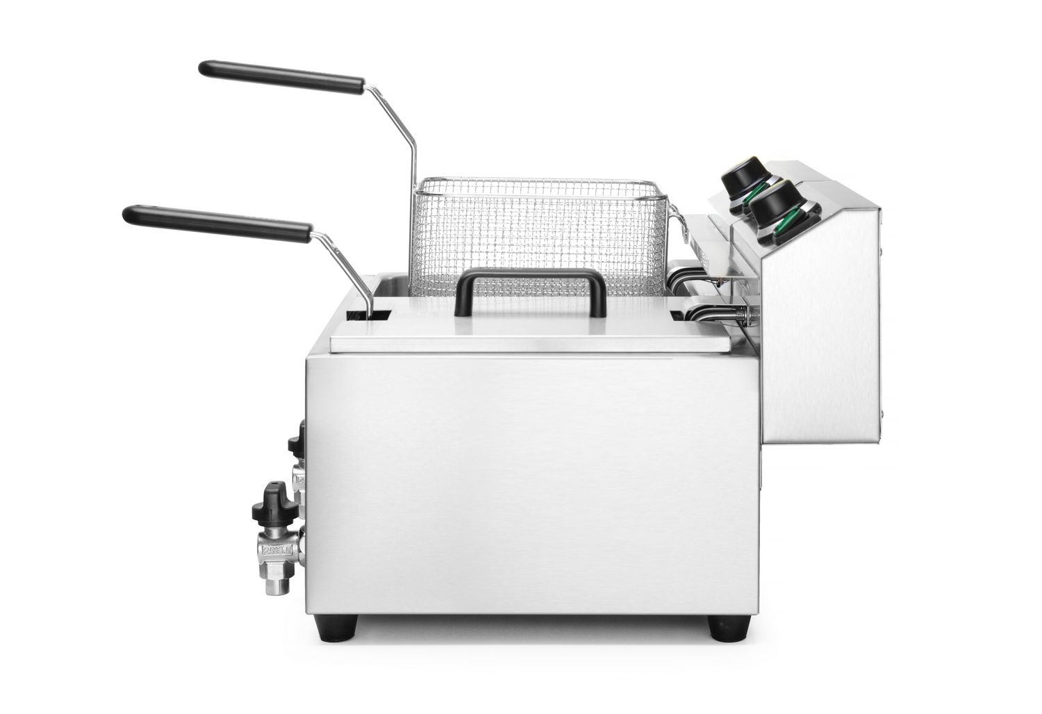 HENDI | Fritéza s výpustí, objem 2x8 litrů, Profi Line, Světle šedá, 230V/7000W, 610x515x(H)369mm