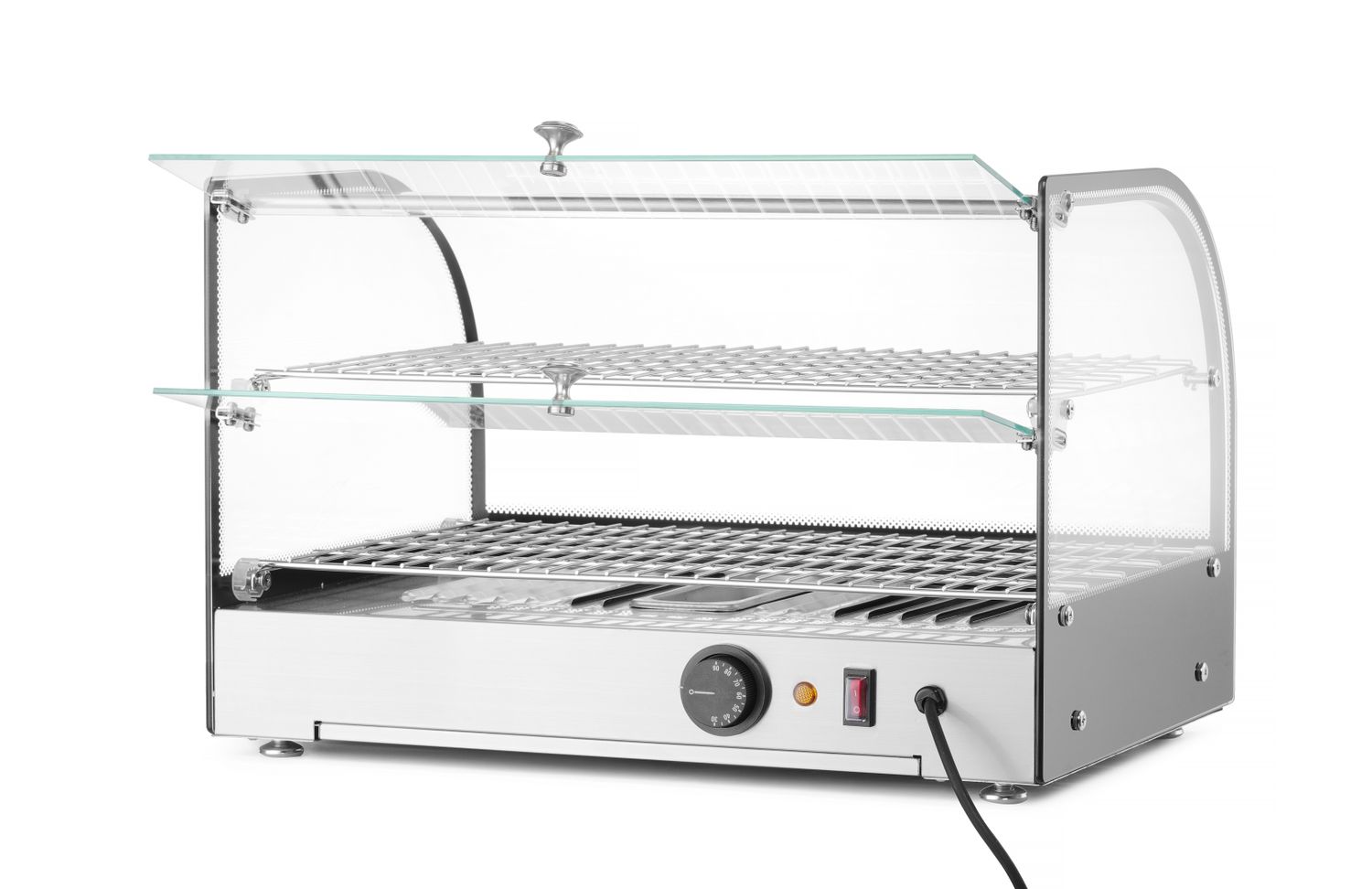 Dvojitý displej vyhřívané pracovní desky, HENDI, dvě patra, Černá, 220-240V/800W, 554x376x(H)376mm