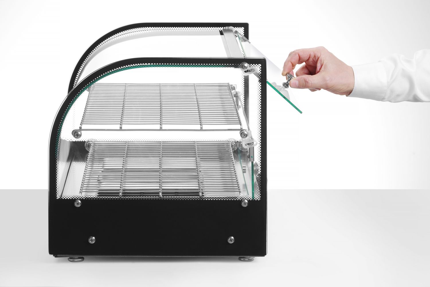 Dvojitý displej vyhřívané pracovní desky, HENDI, dvě patra, Černá, 220-240V/800W, 554x376x(H)376mm