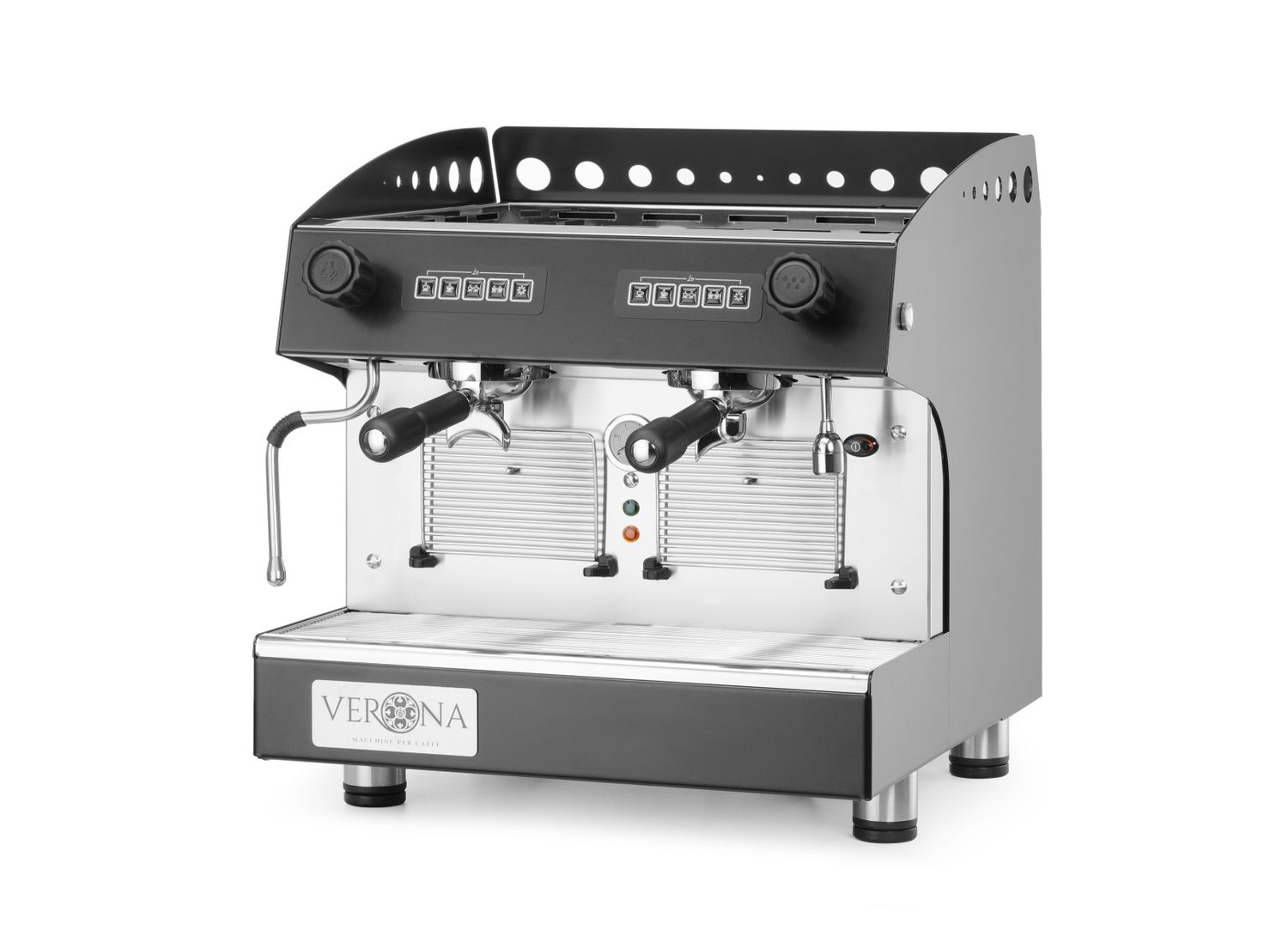 Kompaktní automatický kávovar Julia, 2-skupinový, HENDI, Kávovar JULIA Compact, 2pákový, automatický, černý, 230V/2700W, 475x563x(H)530mm