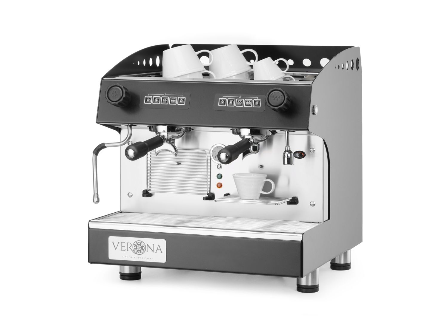 Kompaktní automatický kávovar Julia, 2-skupinový, HENDI, Kávovar JULIA Compact, 2pákový, automatický, černý, 230V/2700W, 475x563x(H)530mm