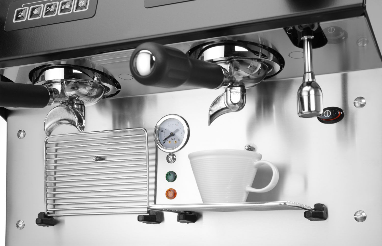 Kompaktní automatický kávovar Julia, 2-skupinový, HENDI, Kávovar JULIA Compact, 2pákový, automatický, černý, 230V/2700W, 475x563x(H)530mm