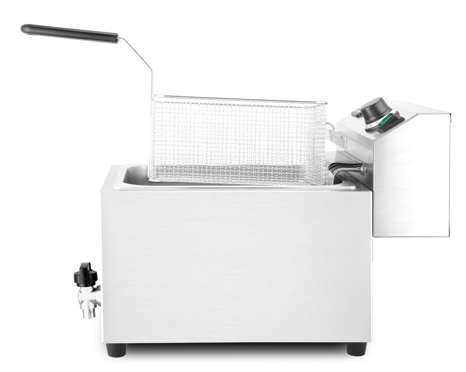 HENDI | Fritéza s výpustí XL, objem 10 litrů, Profi Line, 400V/6600W, 300x680x(H)420mm