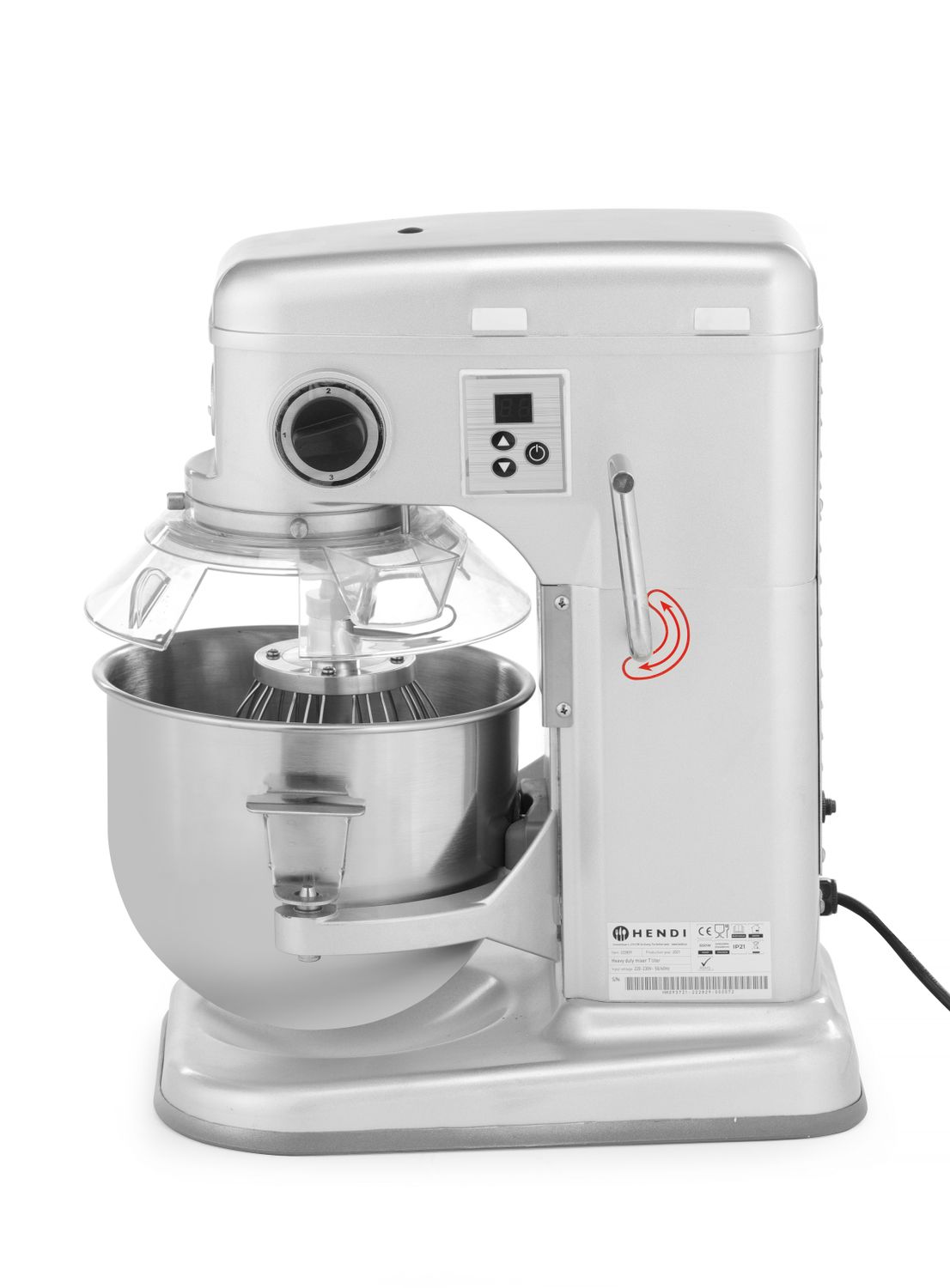 Profesionální planetární mixér, HENDI, Kitchen Line, 7L, Stříbrná, 230V/650W, 317x440x(H)490mm
