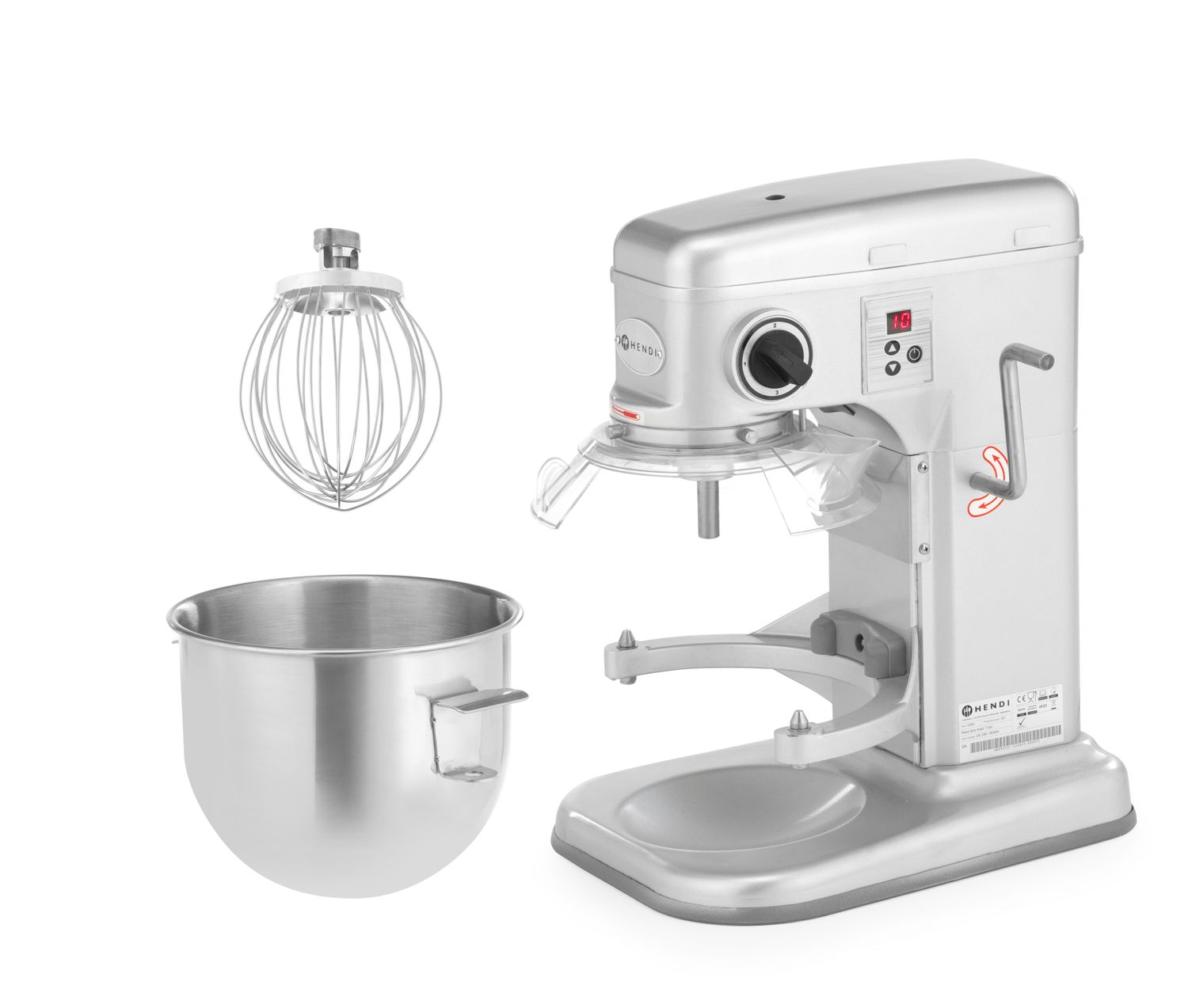 Profesionální planetární mixér, HENDI, Kitchen Line, 7L, Stříbrná, 230V/650W, 317x440x(H)490mm