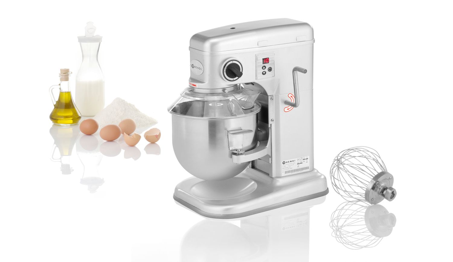 Profesionální planetární mixér, HENDI, Kitchen Line, 7L, Stříbrná, 230V/650W, 317x440x(H)490mm