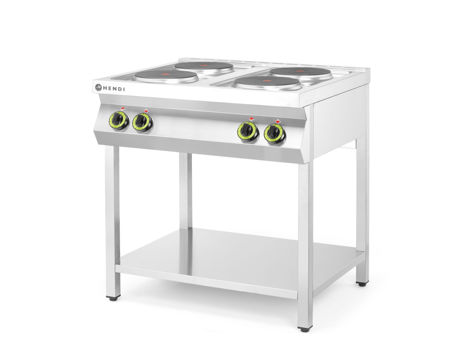 Elektrický vařič Kitchen Line – 4 plotýnky s otevřenou podstavou, HENDI, Kitchen Line, 400V/10400W, 800x700x(H)900mm