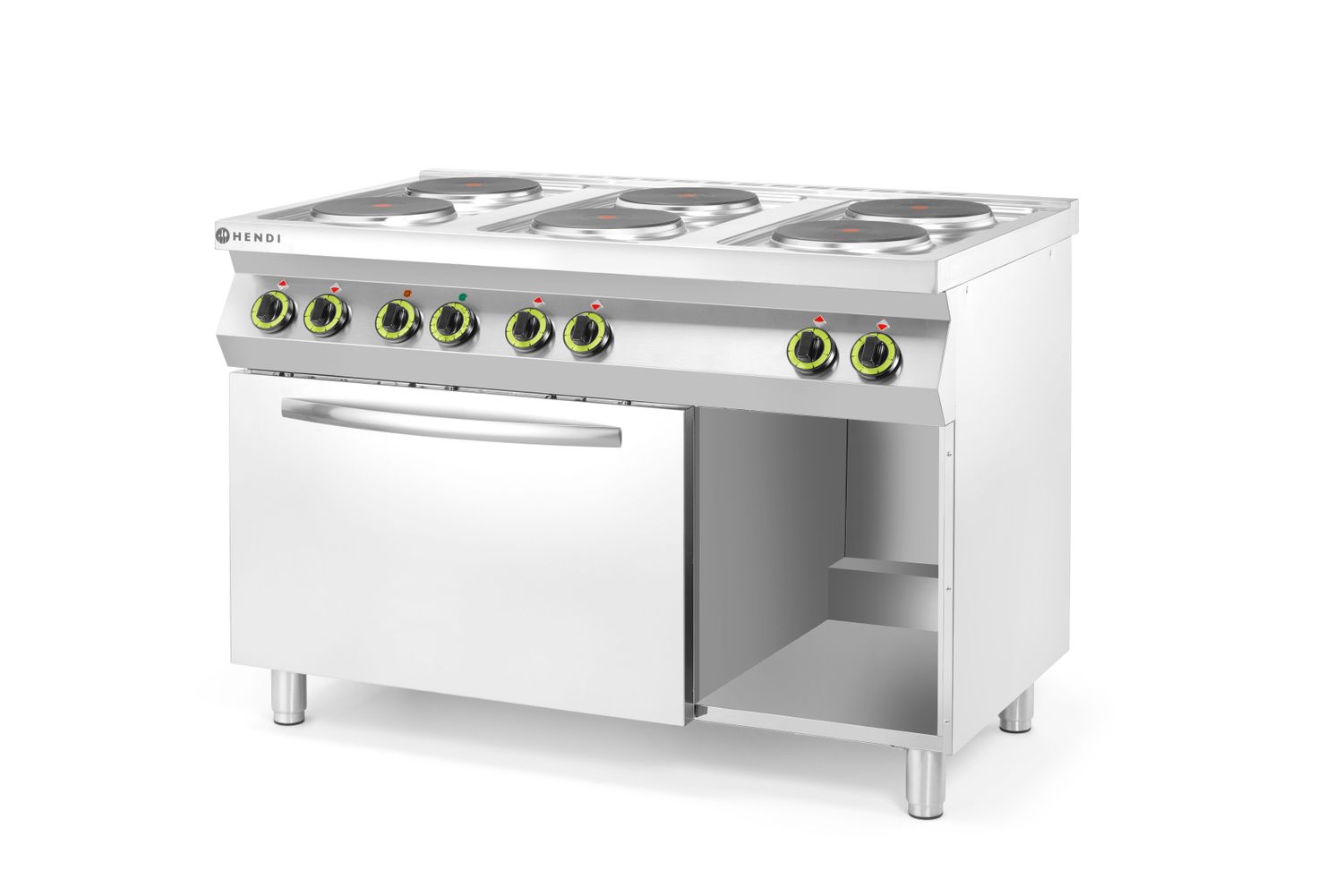 Elektrický vařič Kitchen Line – 6 plotýnek s konvektomatem GN 1/1, HENDI, Kitchen Line, 400V/18600W, 1200x700x(H)900mm
