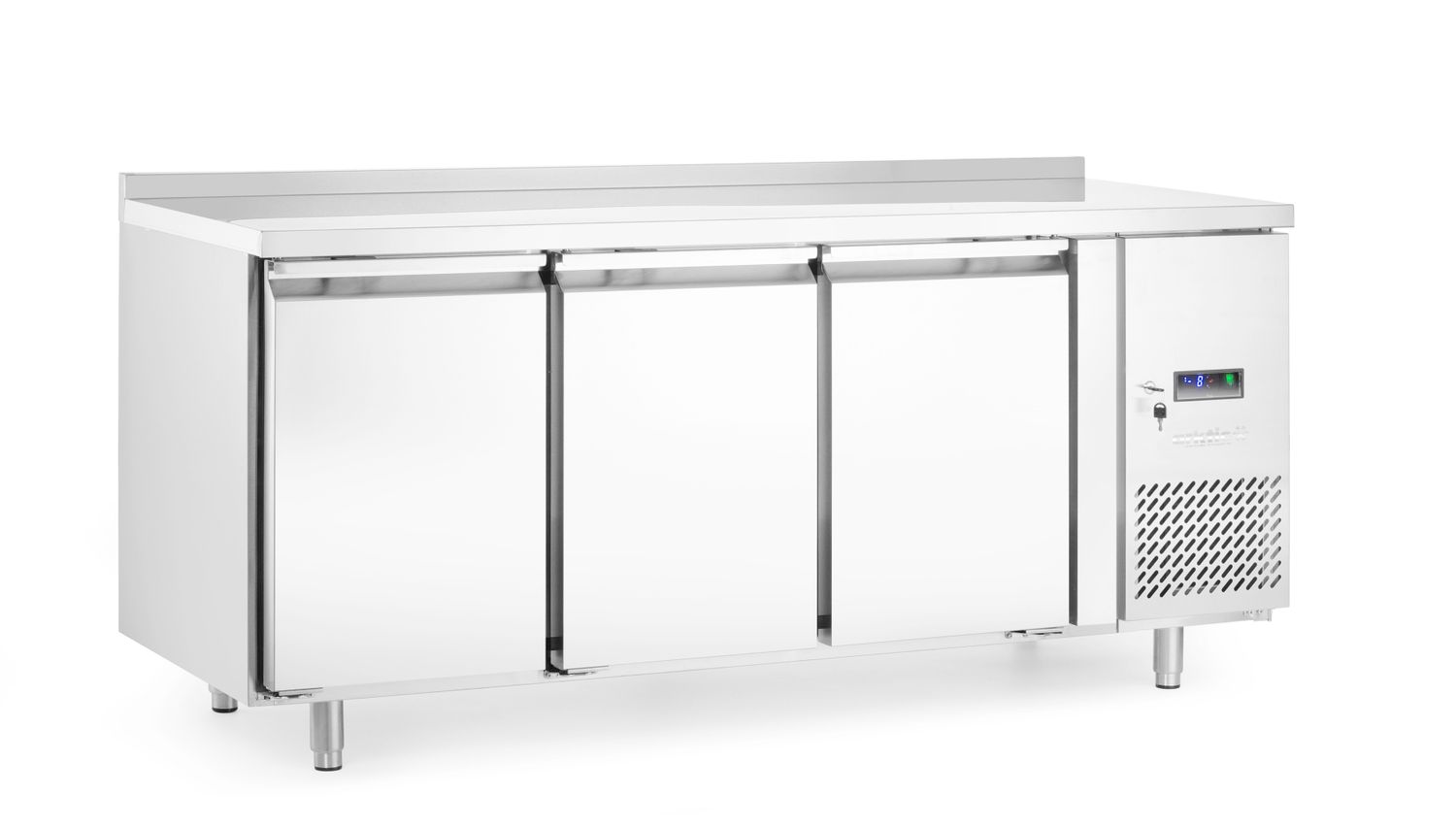 Třídveřový chladicí stůl s postranními jednotkami, Arktic, Profi Line, GN 1/1, 420L, 230V/400W, 1795x700x(H)879mm