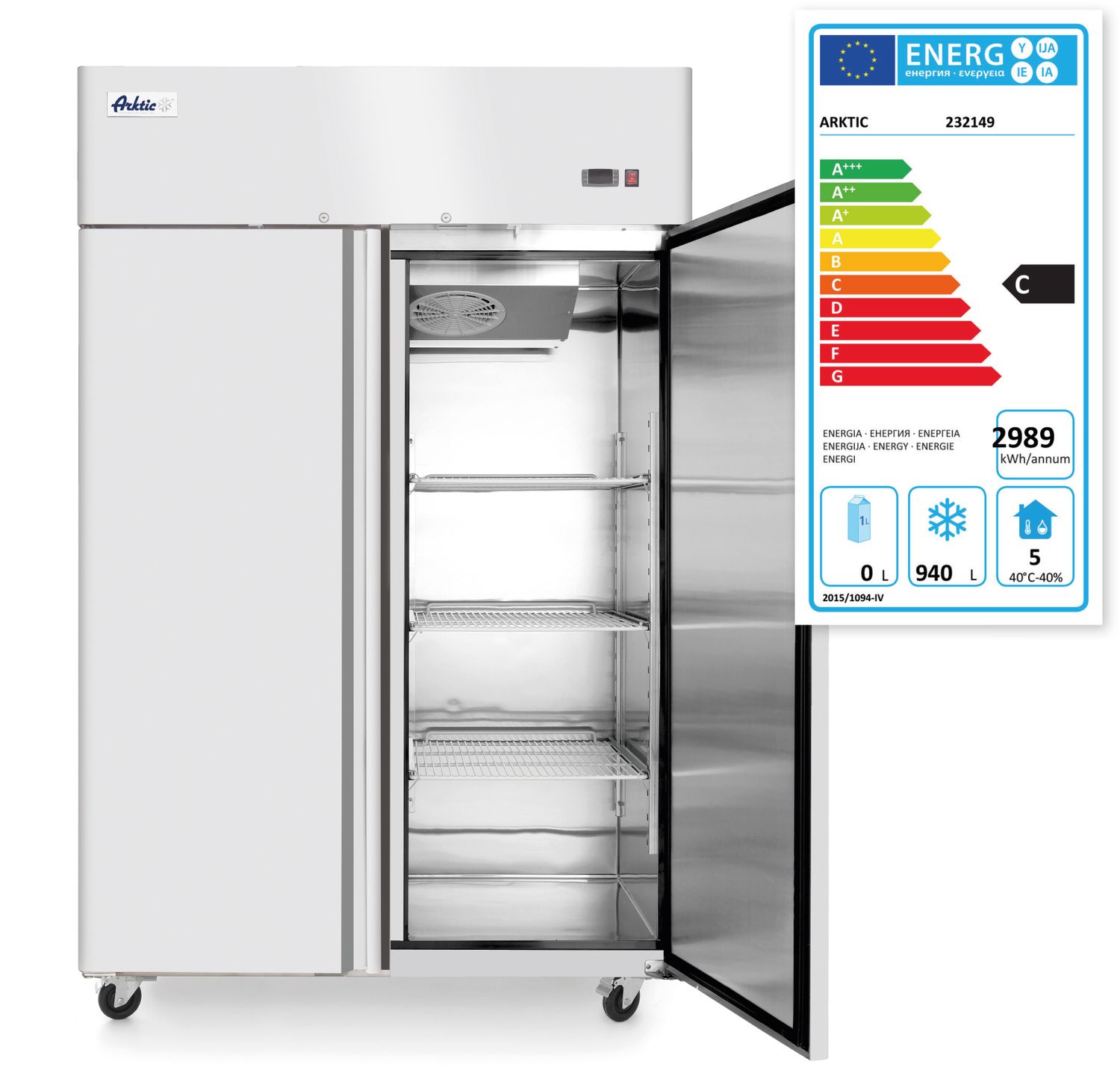 Mrazicí skříň, dvoudveřová, 1240 l, Arktic, Profi Line, GN 2/1, 230V/980W, 1314x800x(H)2082mm