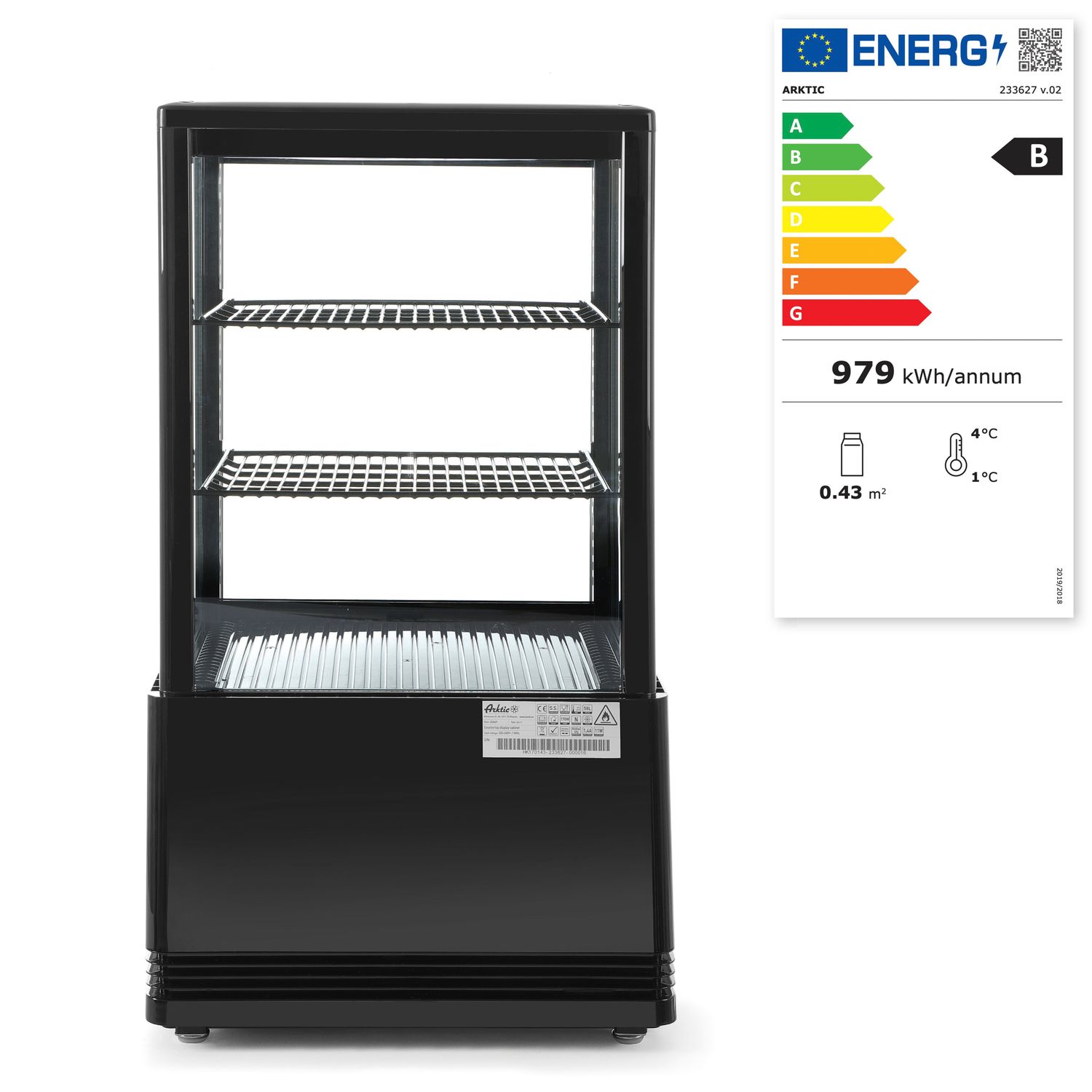 Chlazená skříň displeje, 58 l, Arktic, černá, 230V/170W, 444x397x(H)795mm