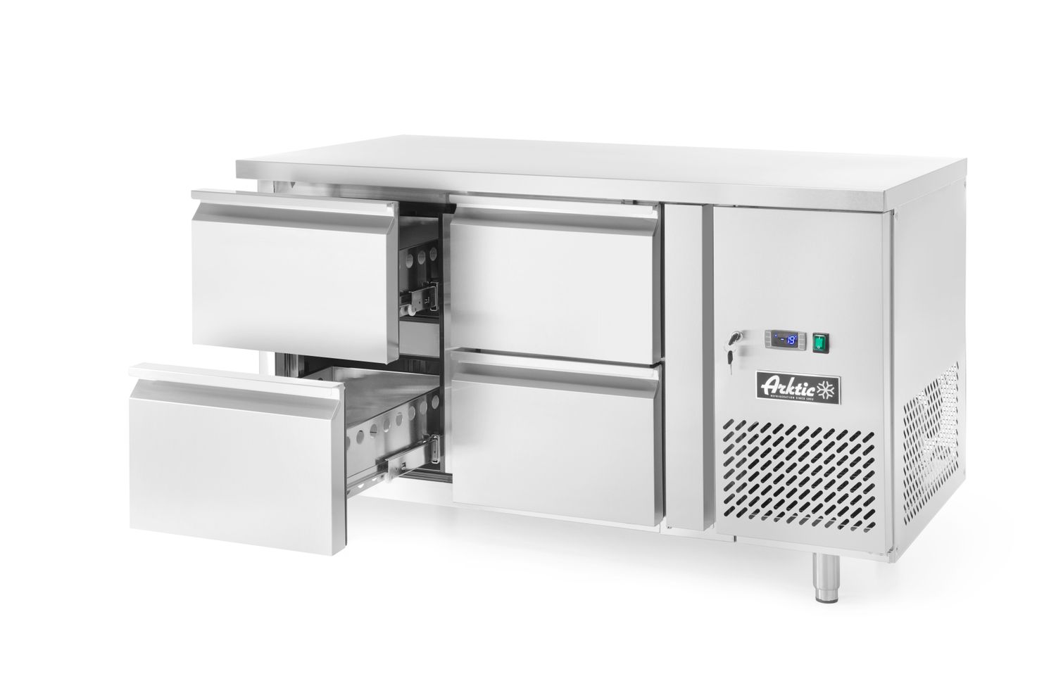 Chladicí stůl se 4 zásuvkami a postranními skříňkami, Arktic, Profi Line, 230V/250W, 1360x700x(H)858mm