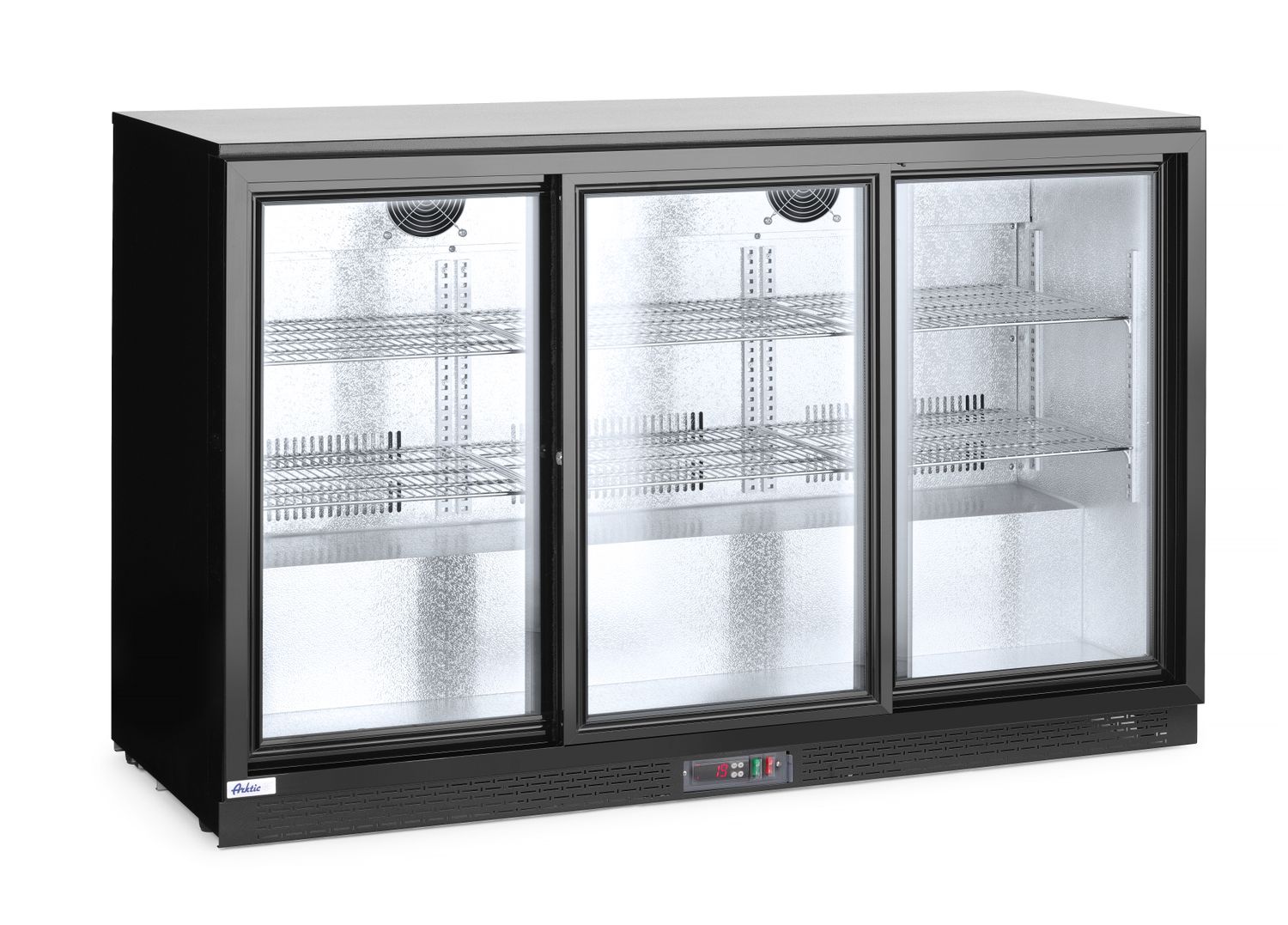 Zadní barová chladnička s trojitými posuvnými dveřmi, Arktic, 254L, Černá, 220-240V/160W, 1350x520x(H)865mm