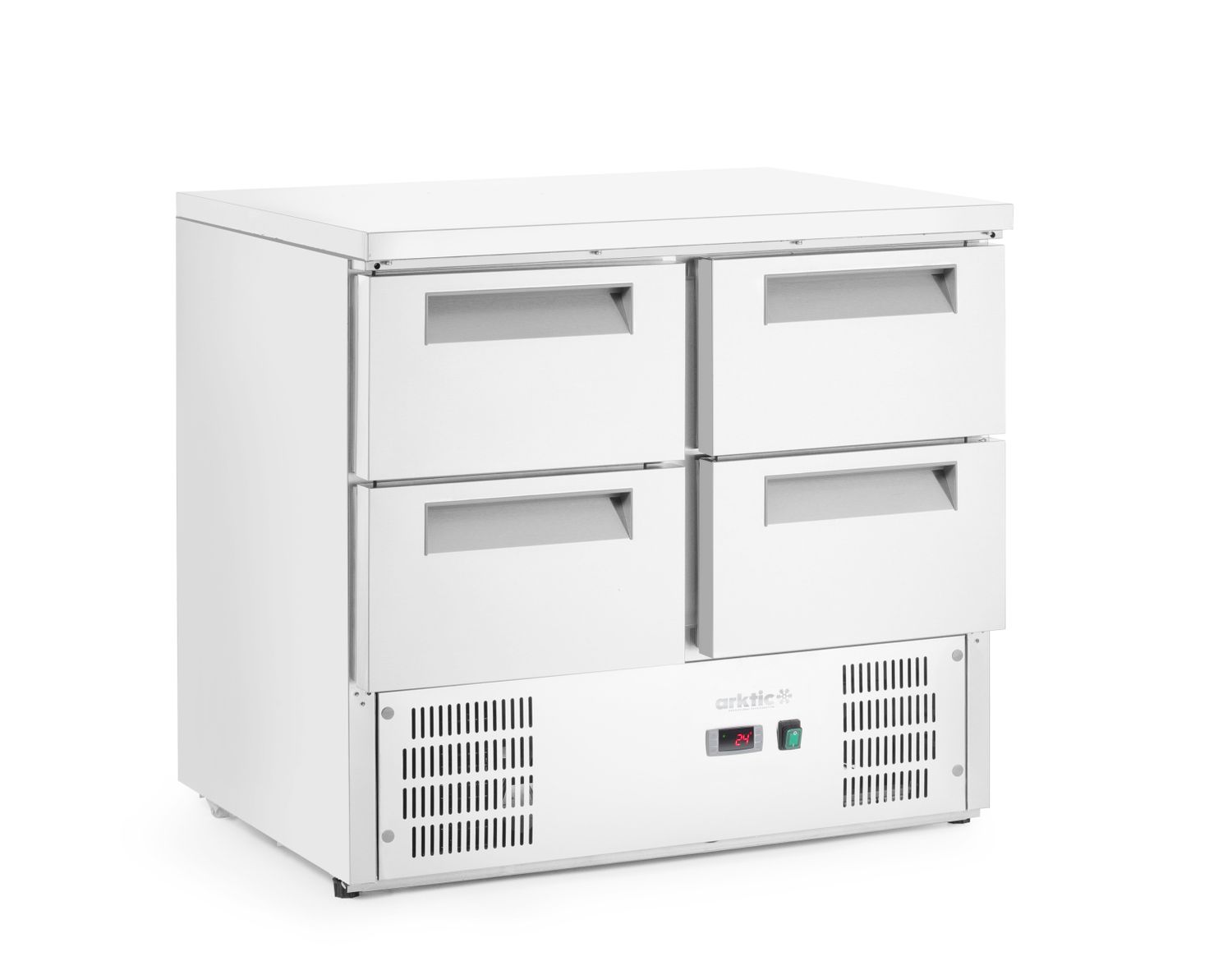 Chladicí stůl s pracovní deskou z nerezové oceli, Arktic, stůl chladící se 4 zásuvkami, 247L, 900x700x(H)850mm