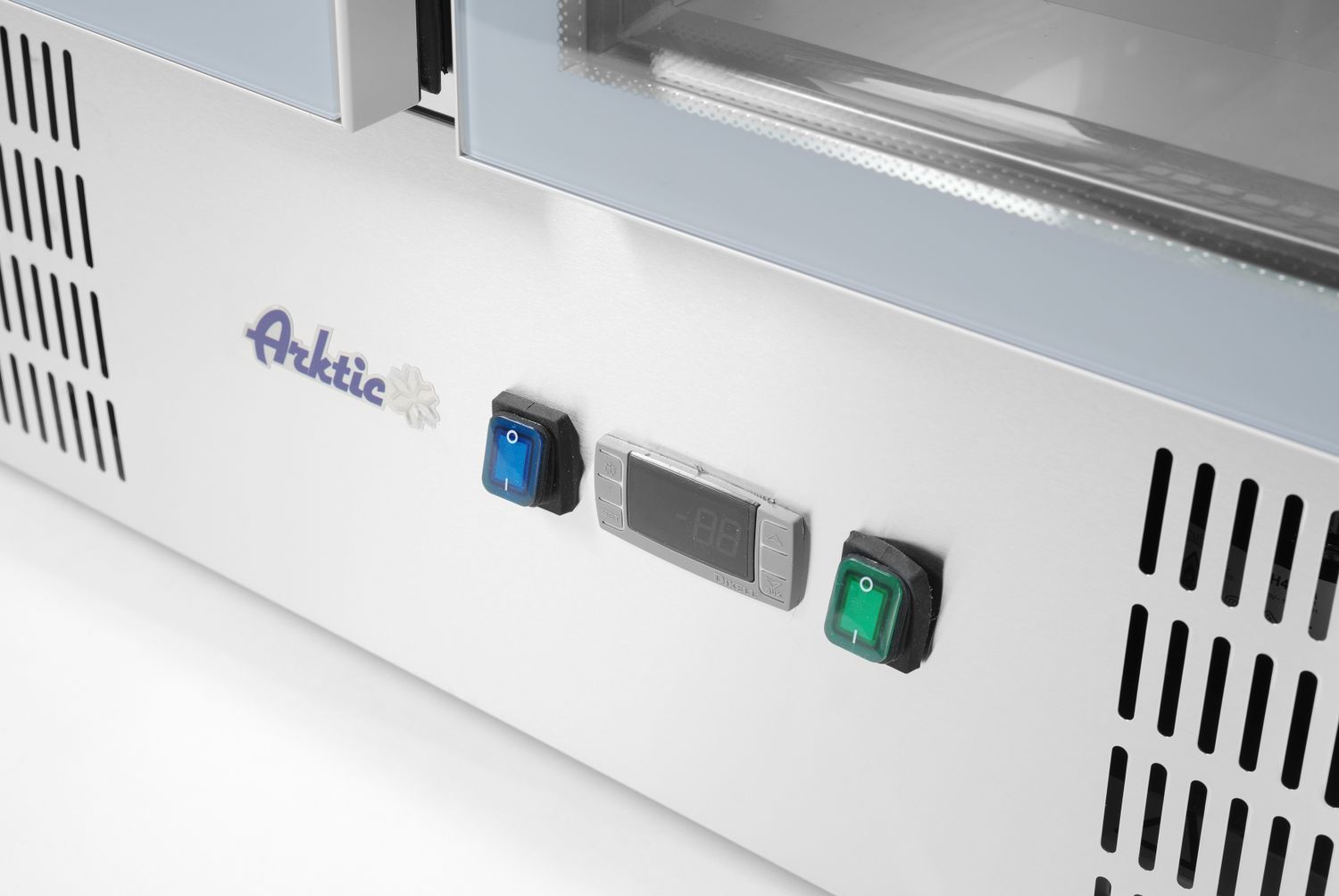 Dvoudveřový prosklený chladicí stůl s odklápěcím víkem, Arktic, 247L, 230V/145W, 900x700x(H)860mm