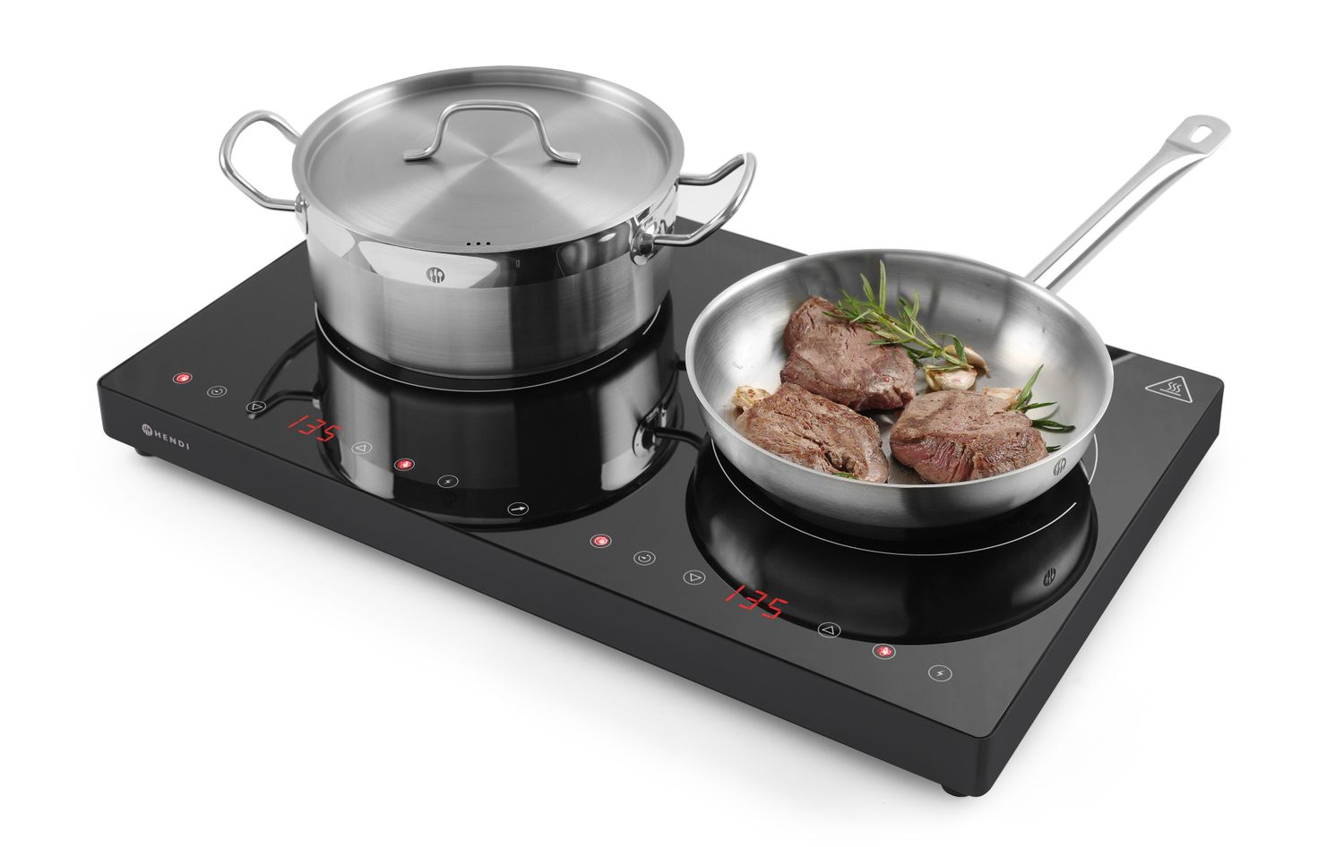 Dvojitý indukční vařič, HENDI, Kitchen Line, 230V/3500W, 608x405x(H)54mm
