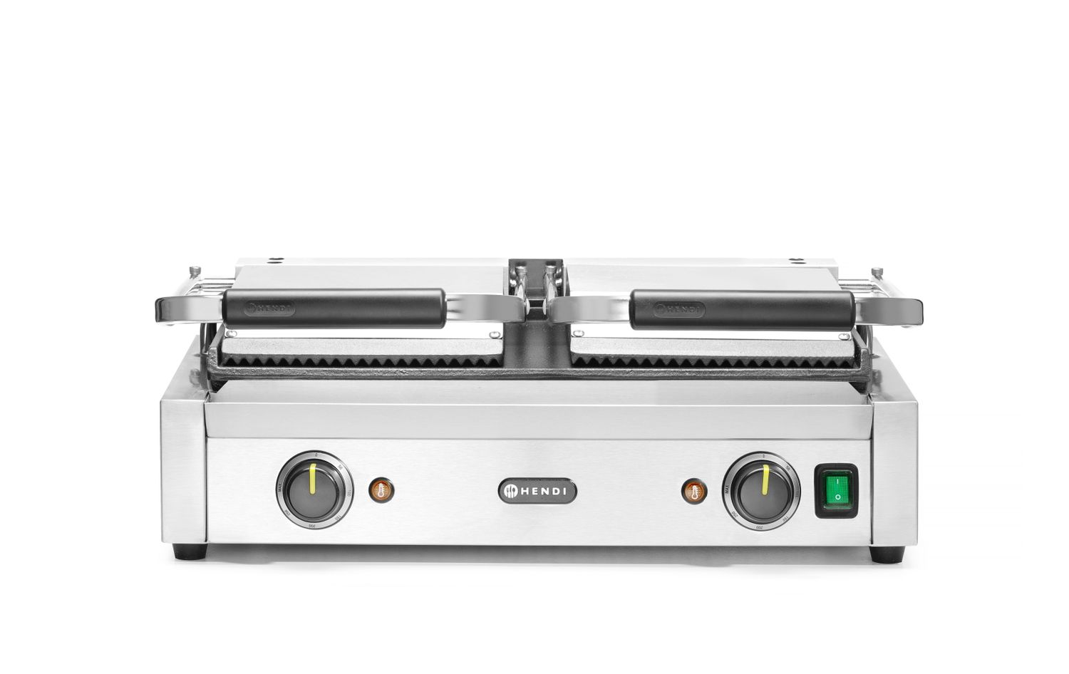 Kontaktní gril - double verze, HENDI, vroubkovaná horní, hladká spodní část, 230V/3600W, 570x395x(H)510mm