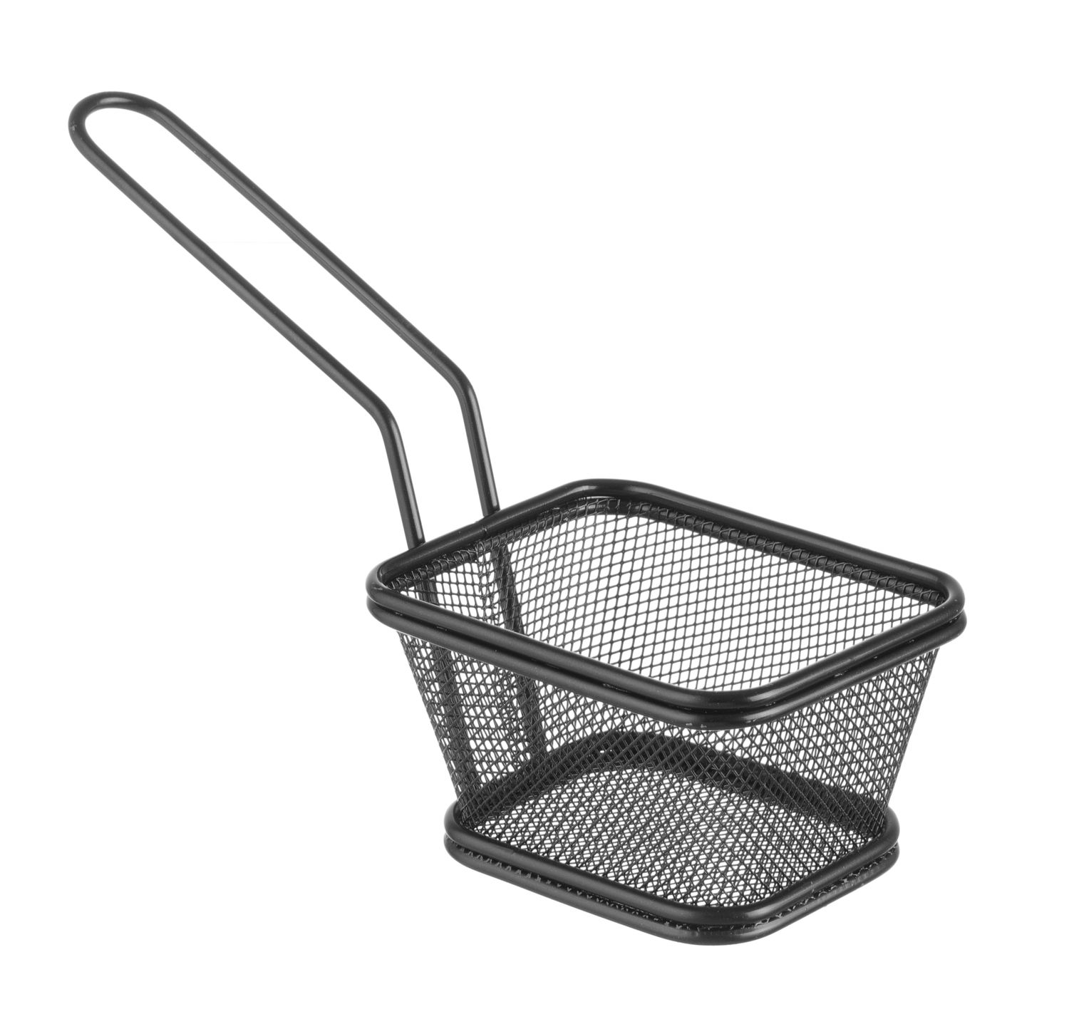 Servírovací mini fritovací košík stohovatelný černý, HENDI, 105x90x(H)60mm