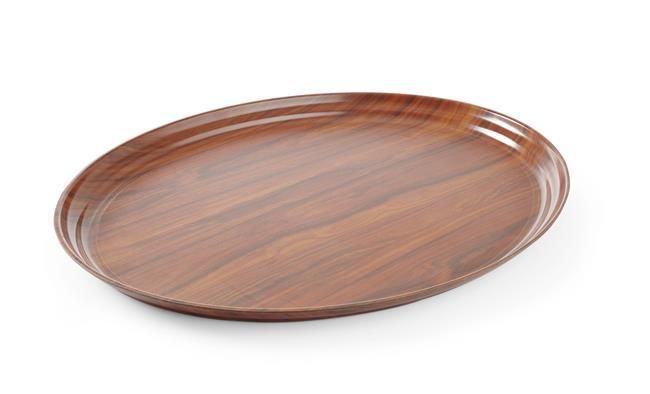 Tác servírovací laminovaný, protiskluzový, oválný, HENDI, Mahagon, 230x160mm