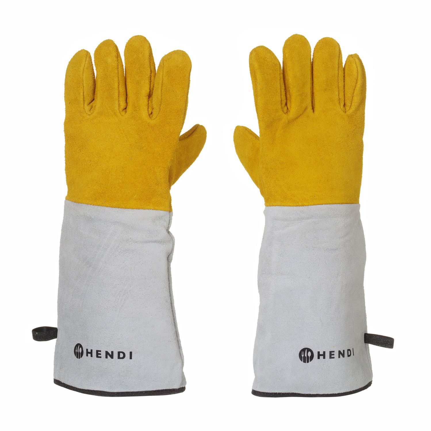 Žáruvzdorné kožené rukavice na grilování - 2 ks, HENDI, 2 ks, (L)460mm