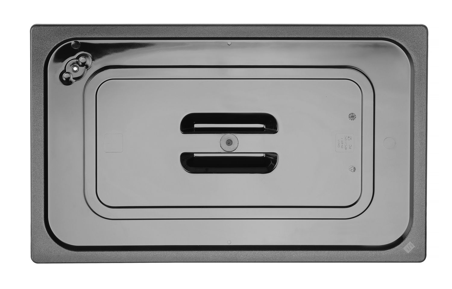 Víko z černého polykarbonátu pro nádoby GN, HENDI, GN 1/1, Černá, 530x325mm