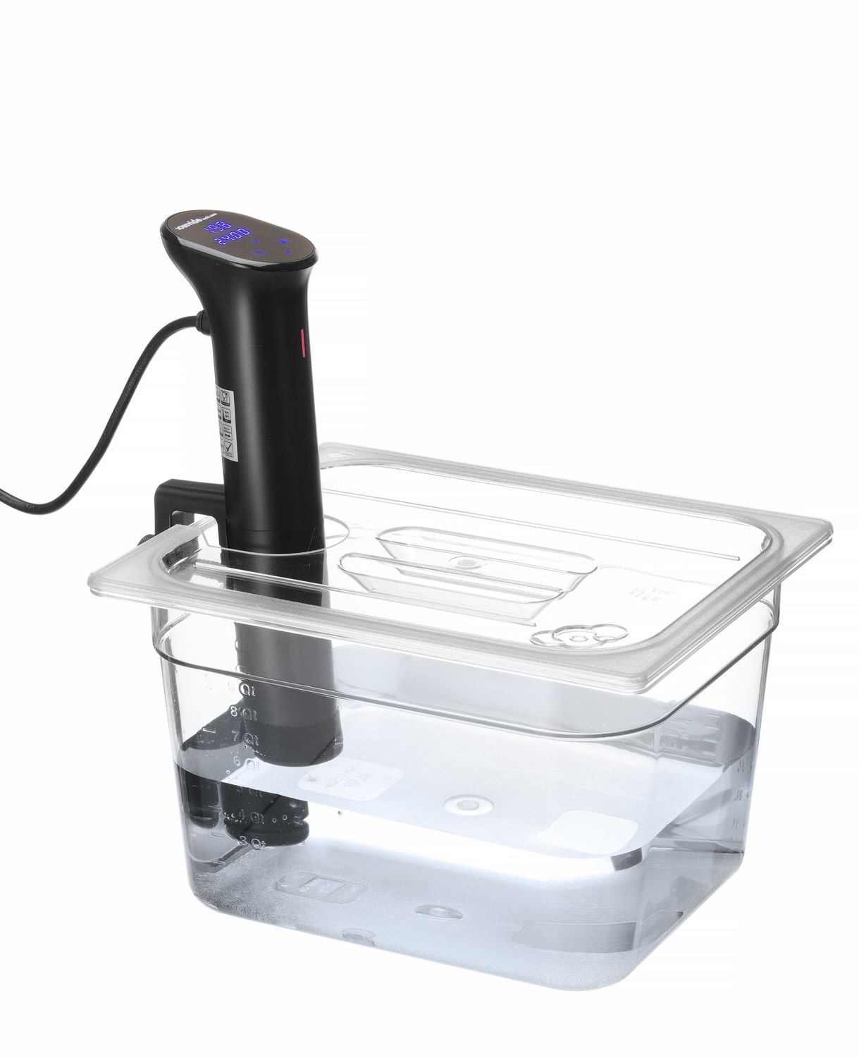 Víko pro polykarbonátové GN nádoby s výřezem pro sous-vide cirkulátor, HENDI, GN 1/2, Průhledná, 265x325mm