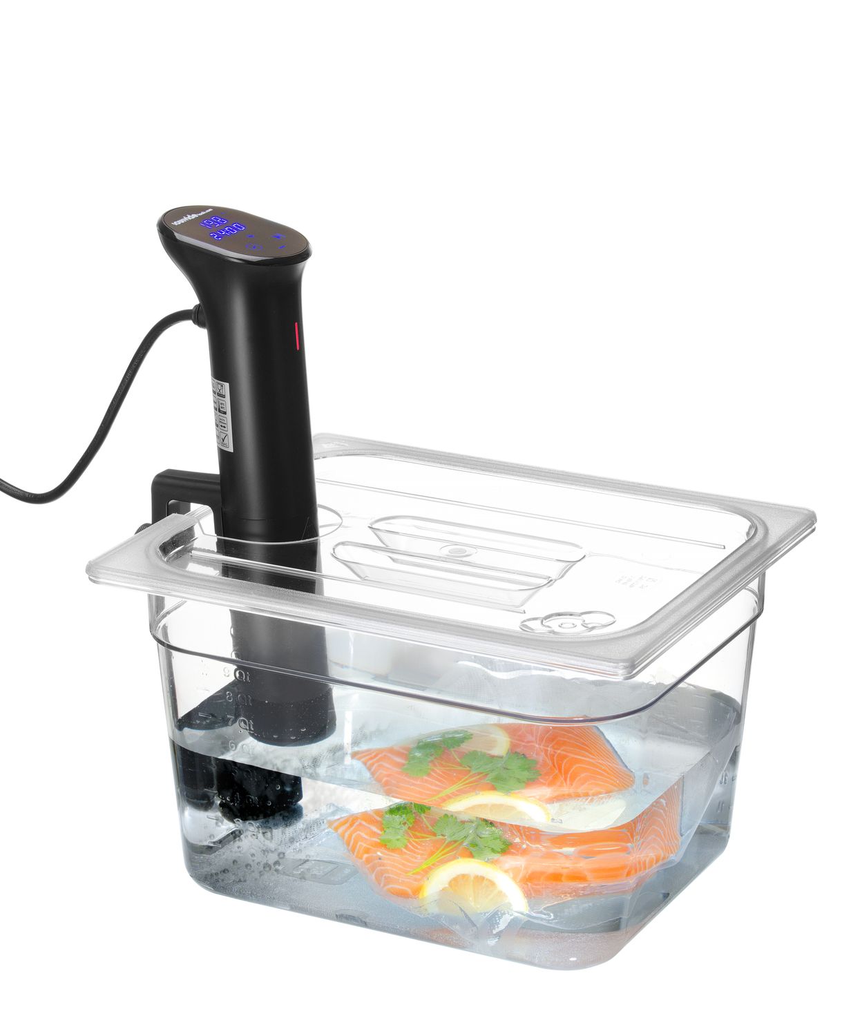 Víko pro polykarbonátové GN nádoby s výřezem pro sous-vide cirkulátor, HENDI, GN 1/2, Průhledná, 265x325mm