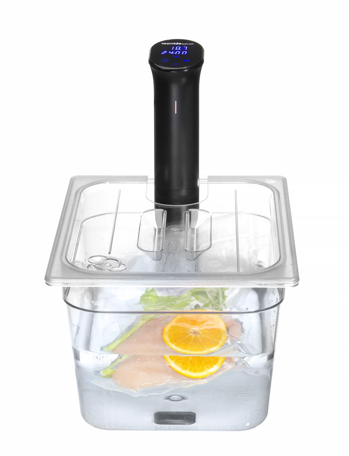 Víko pro polykarbonátové GN nádoby s výřezem pro sous-vide cirkulátor, HENDI, GN 1/2, Průhledná, 265x325mm