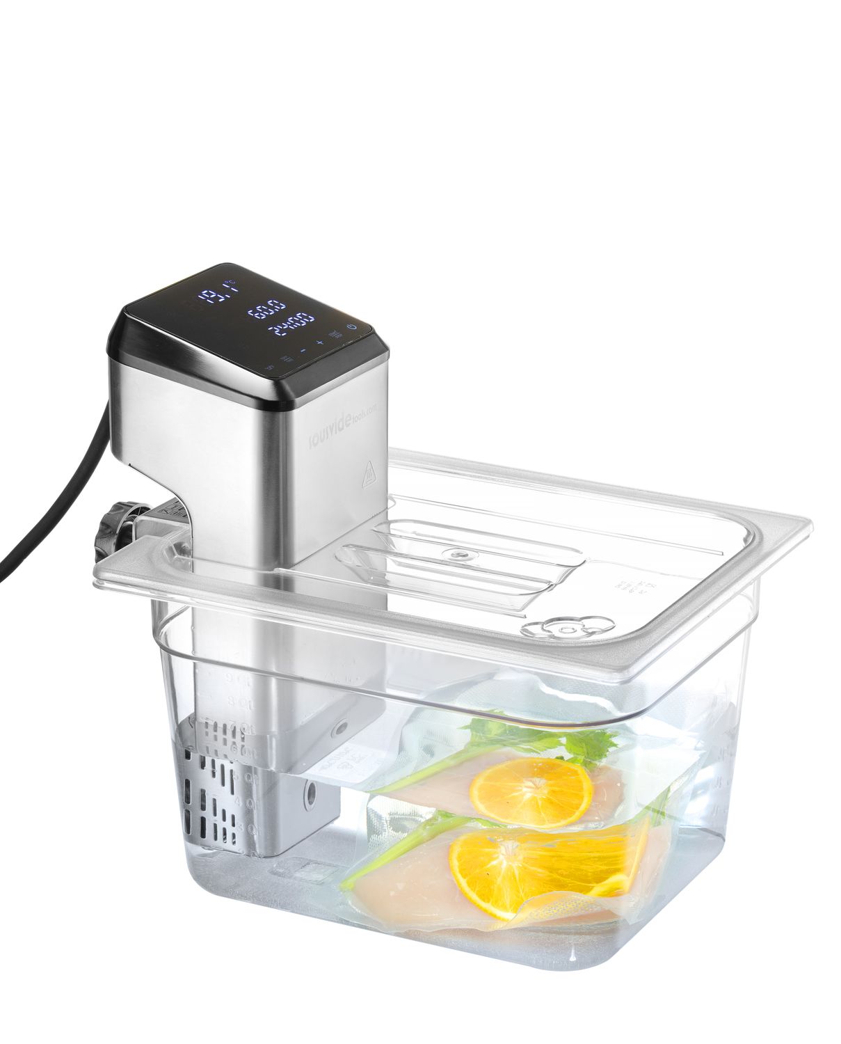 Víko pro polykarbonátové nádoby GN s výřezem pro cirkulační čerpadlo sous vide, HENDI, GN 1/2, Průhledná, 265x325mm
