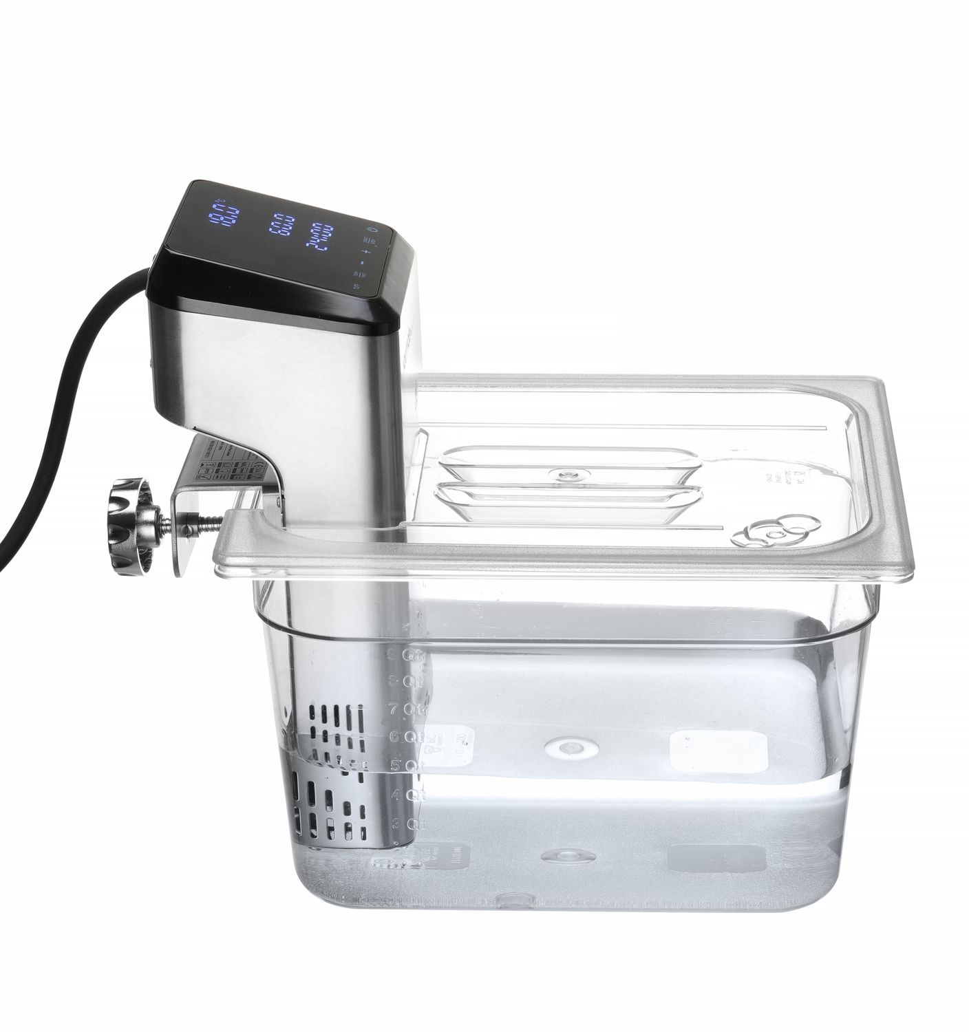 Víko pro polykarbonátové nádoby GN s výřezem pro cirkulační čerpadlo sous vide, HENDI, GN 1/2, Průhledná, 265x325mm
