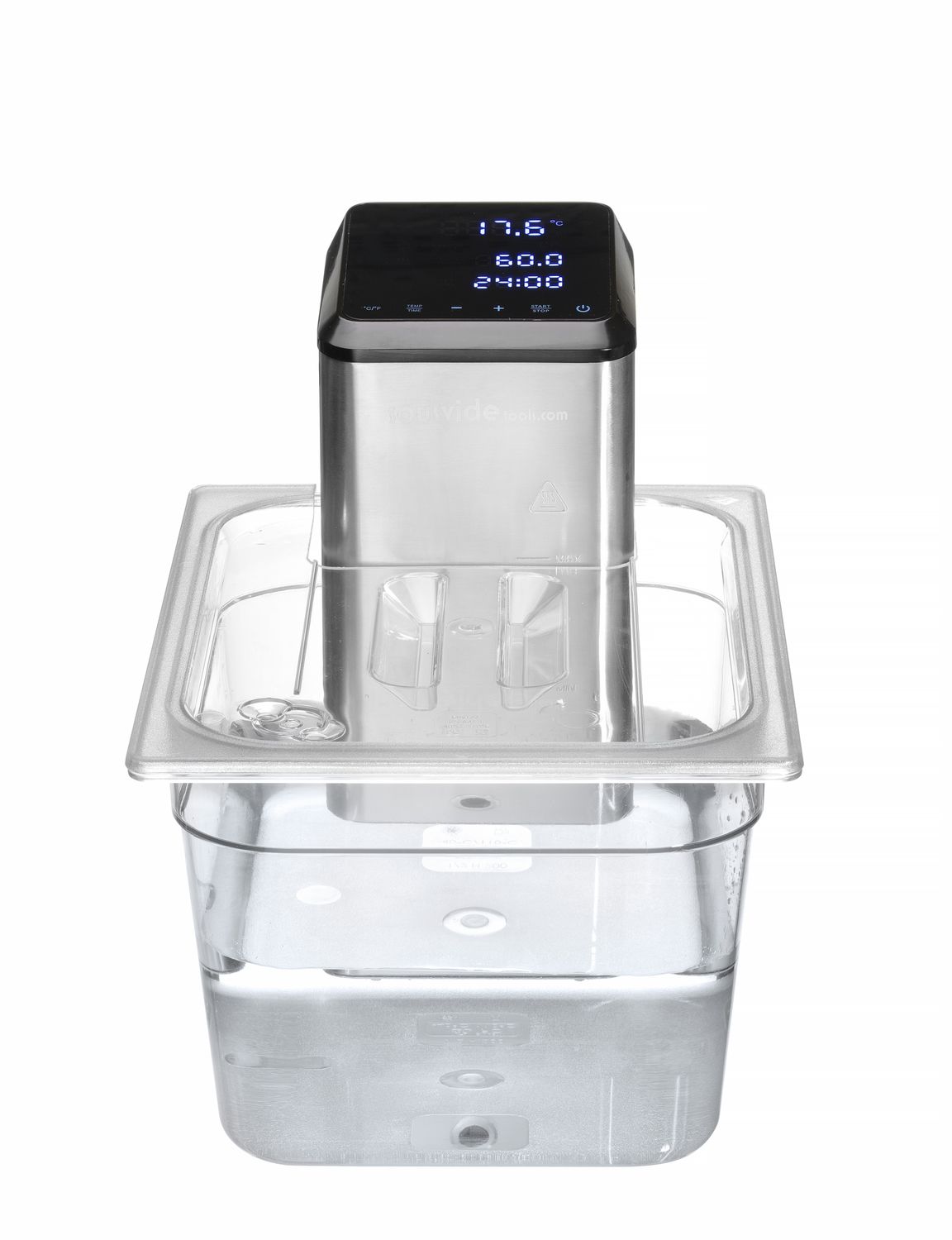 Víko pro polykarbonátové nádoby GN s výřezem pro cirkulační čerpadlo sous vide, HENDI, GN 1/2, Průhledná, 265x325mm