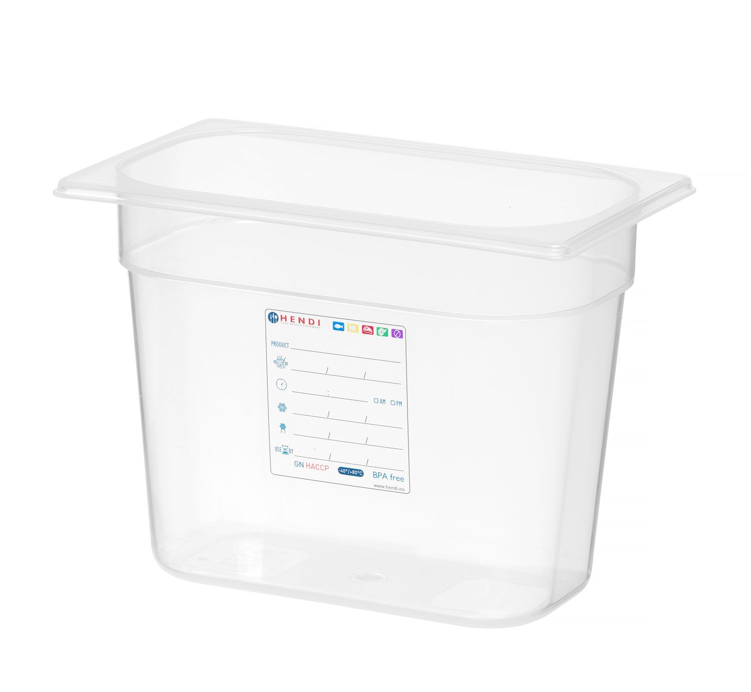 Kontejner GN 1/4 HACCP, HENDI, GN 1/4, 5,5L, Průhledná, 265x162x(H)200mm