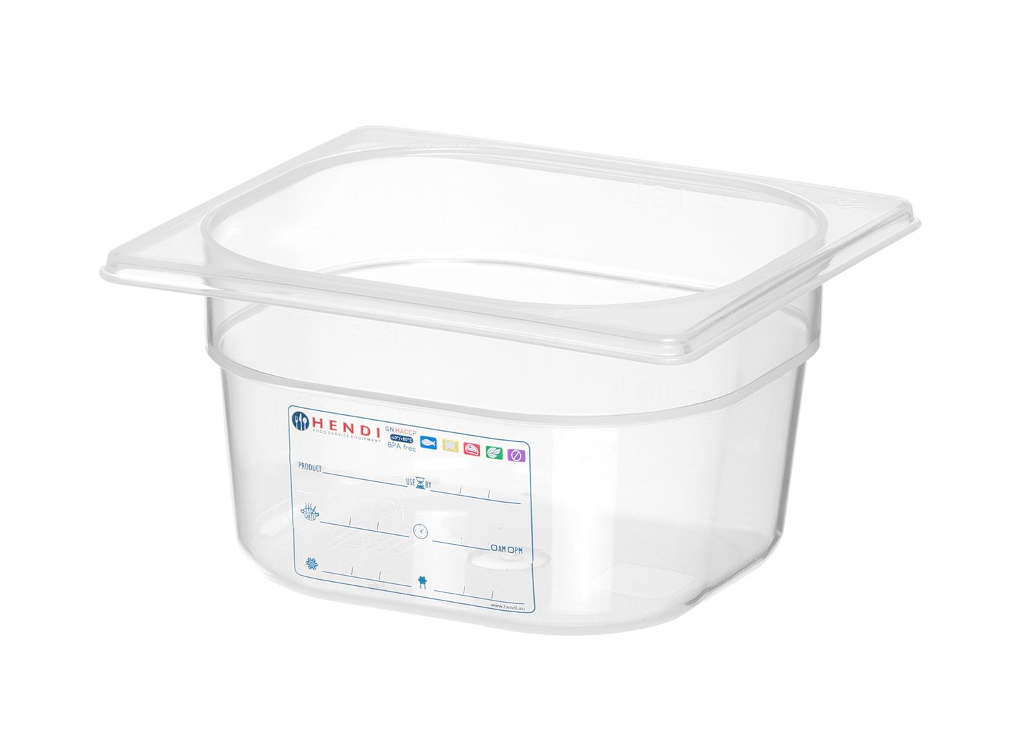 Kontejner GN 1/6 HACCP, HENDI, GN 1/6, 1,6L, Průhledná, 176x162x(H)100mm