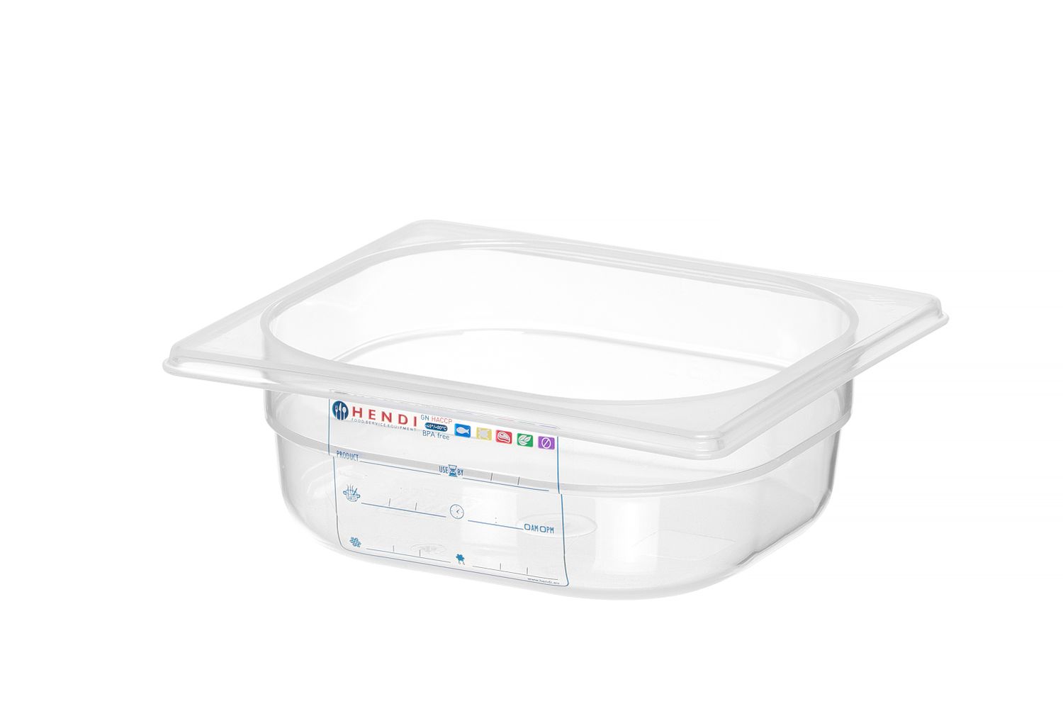 Kontejner GN 1/6 HACCP, HENDI, GN 1/6, 1L, Průhledná, 176x162x(H)65mm