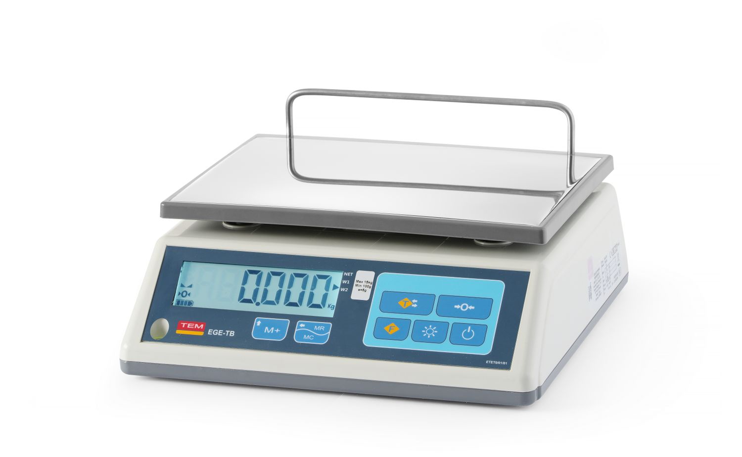 Maloobchodní váha LCD s legalizací, řada EGE, 15 kg, TEM, 325x320x(H)160mm