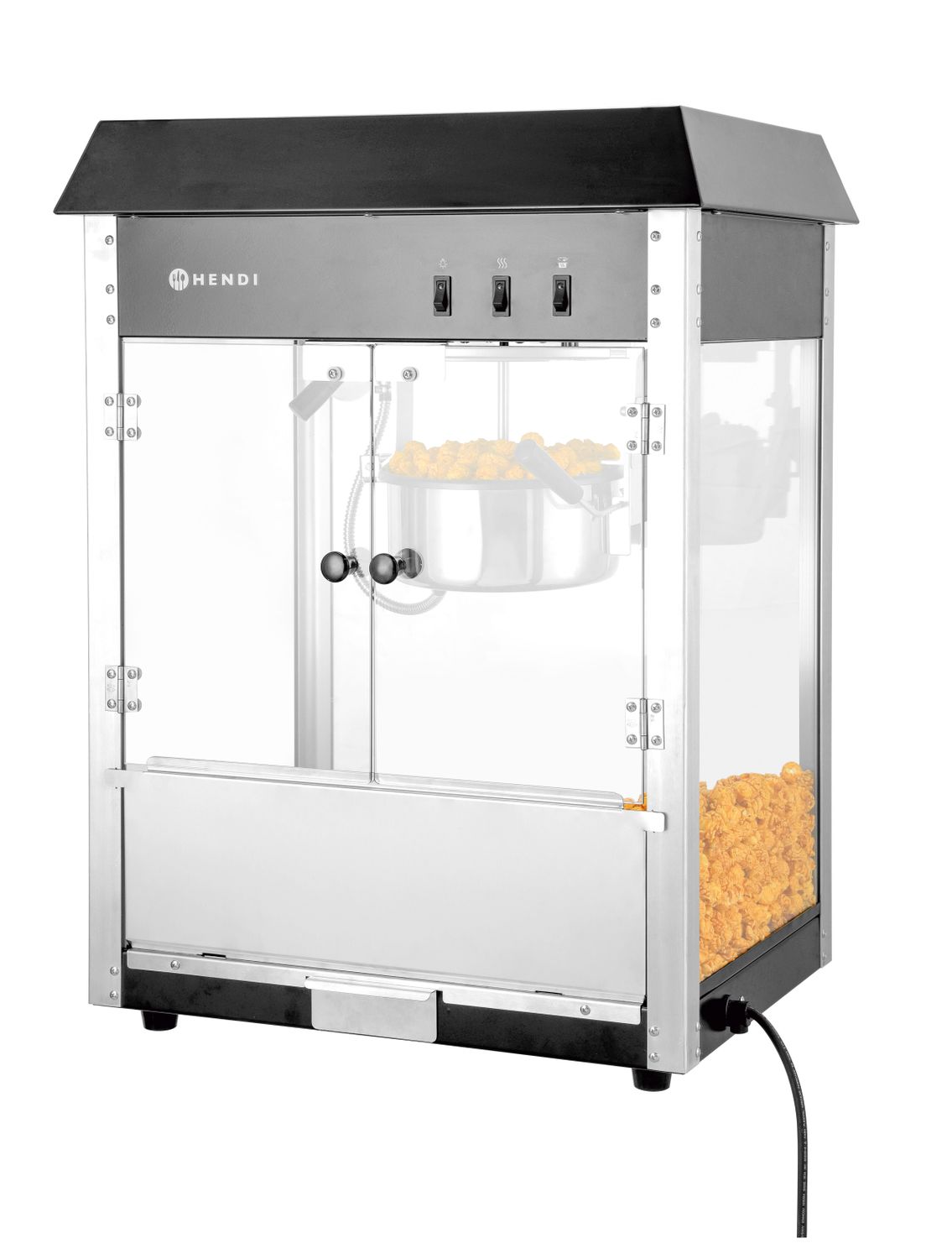 Stroj na výrobu popcornu, HENDI, Černá, 230V/1500W, 574x420x(H)778mm