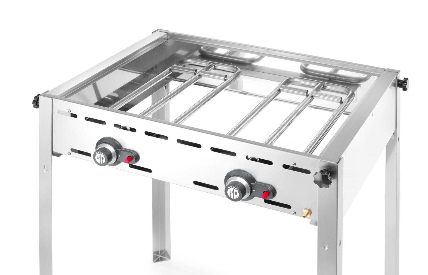 Plynový gril Green Fire 2 hořáky, HENDI, Profi Line, Smaltovaná litinová plotýnka a mřížka o velikosti GN 1/1, 11,6kW, 740x615x(H)825mm