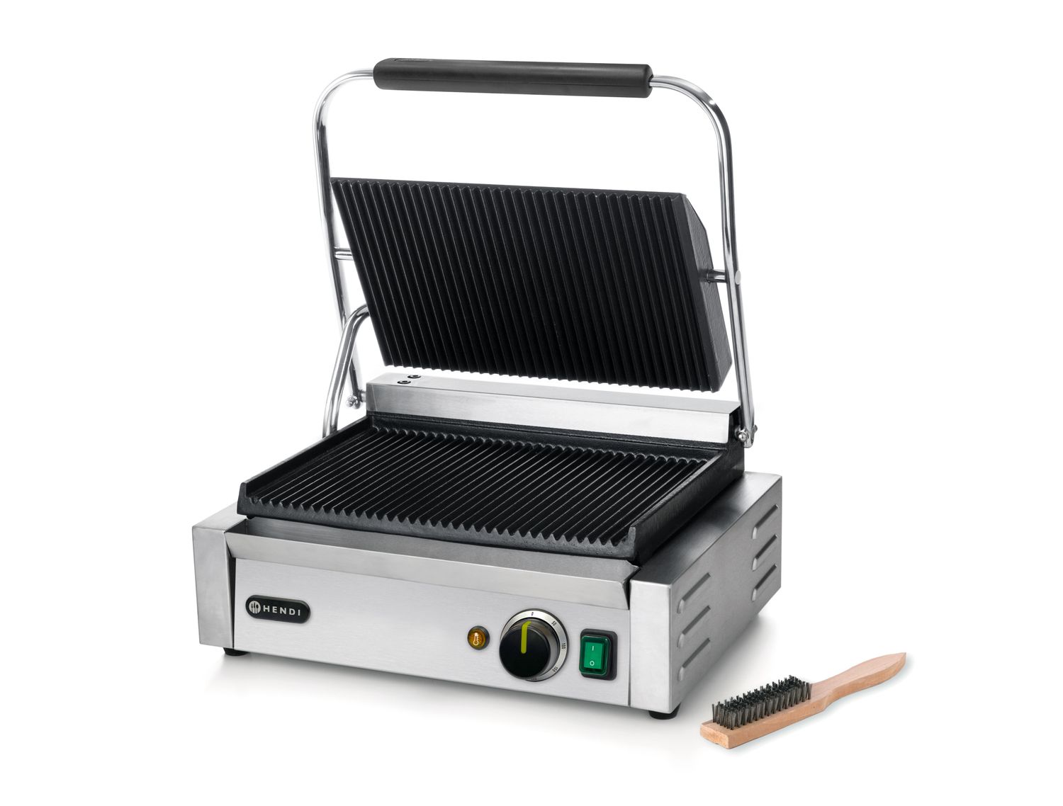Kontaktní gril "Panini", HENDI, horní i spodní část vroubkovaná, 230V/2200W, 432x396x(H)214mm