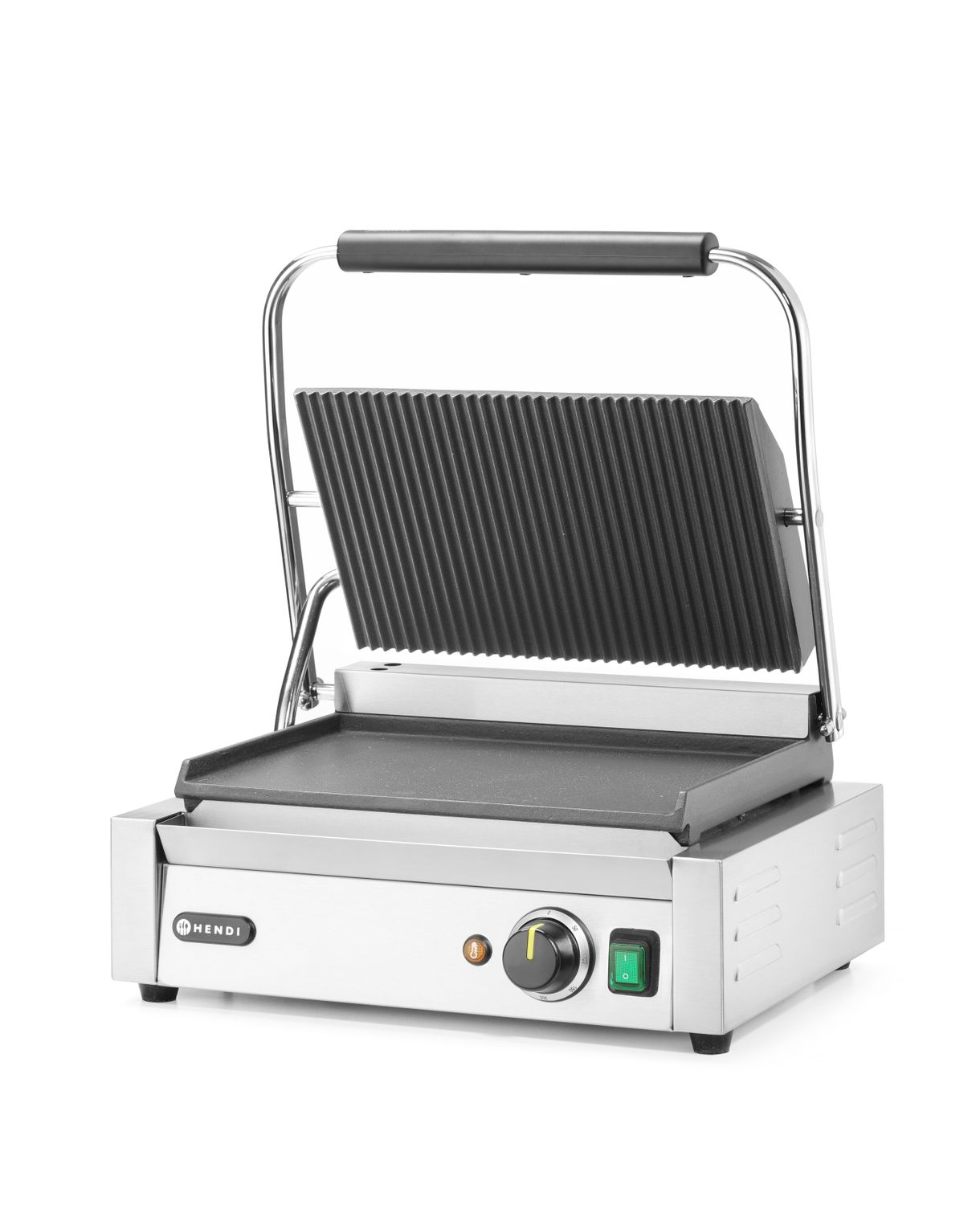Kontaktní gril "Panini", HENDI, vroubkovaná horní část, hladká spodní část, 230V/2200W, 430x370x(H)514mm
