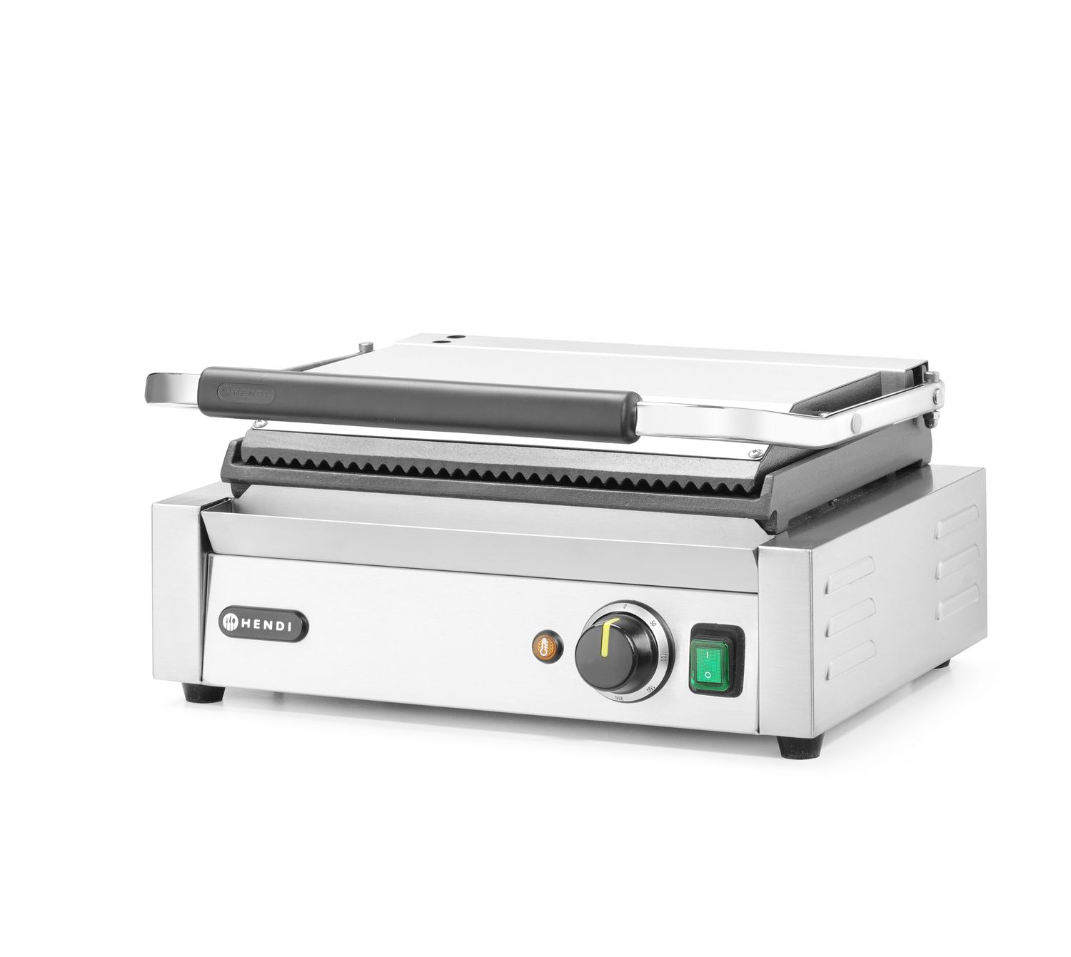 Kontaktní gril "Panini", HENDI, vroubkovaná horní část, hladká spodní část, 230V/2200W, 430x370x(H)514mm