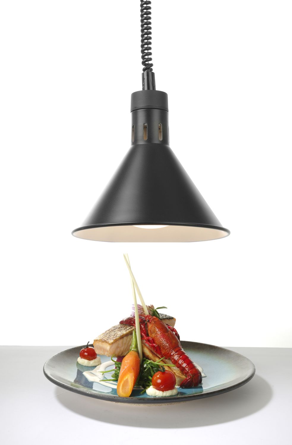 Výškově nastavitelná ohřívací lampa kónická, HENDI, Černá, 230V/250W, ø275x(H)250mm